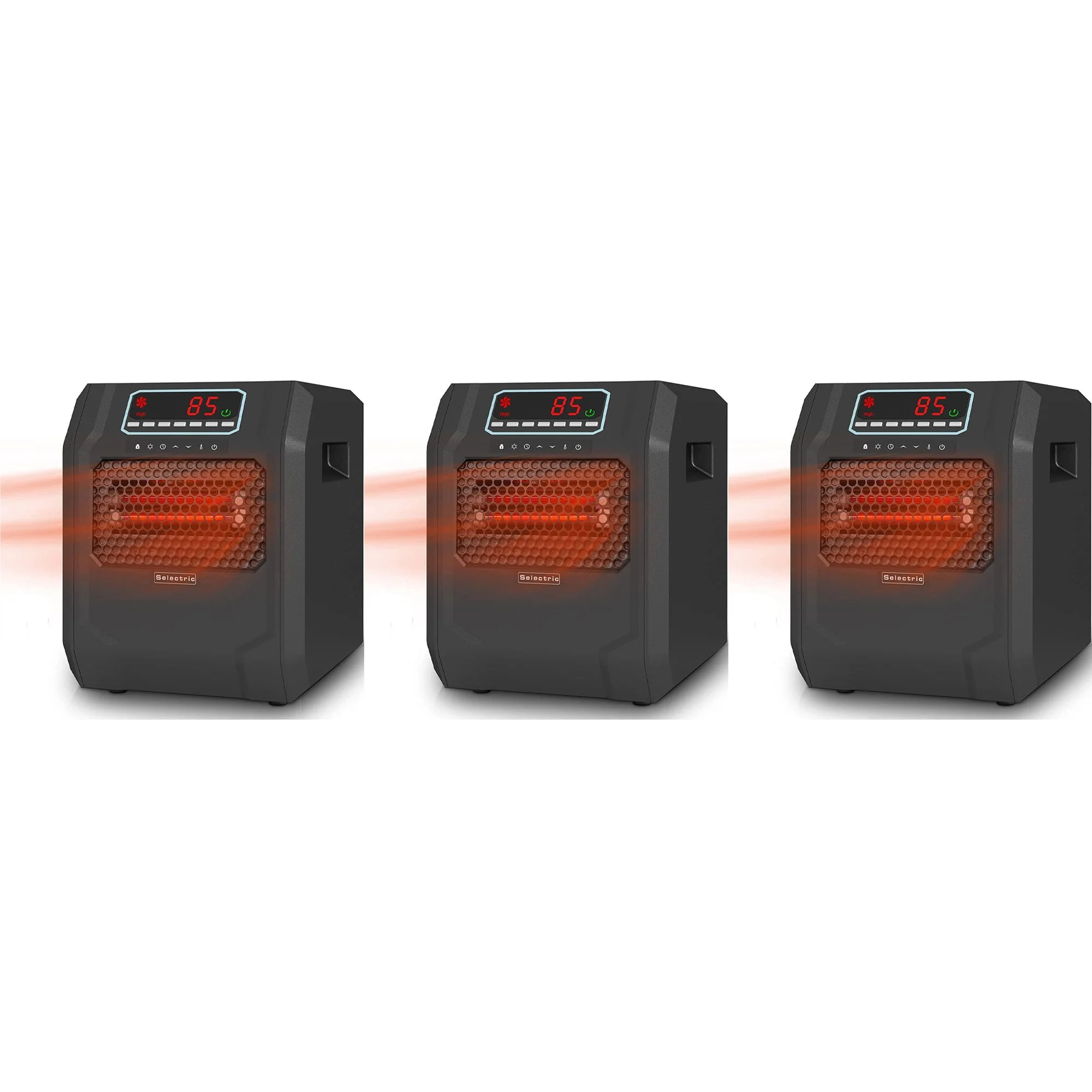 VOLTORB Portable Corded Electric Space Heater w/3 Heat Settings, Black (3 Pack)