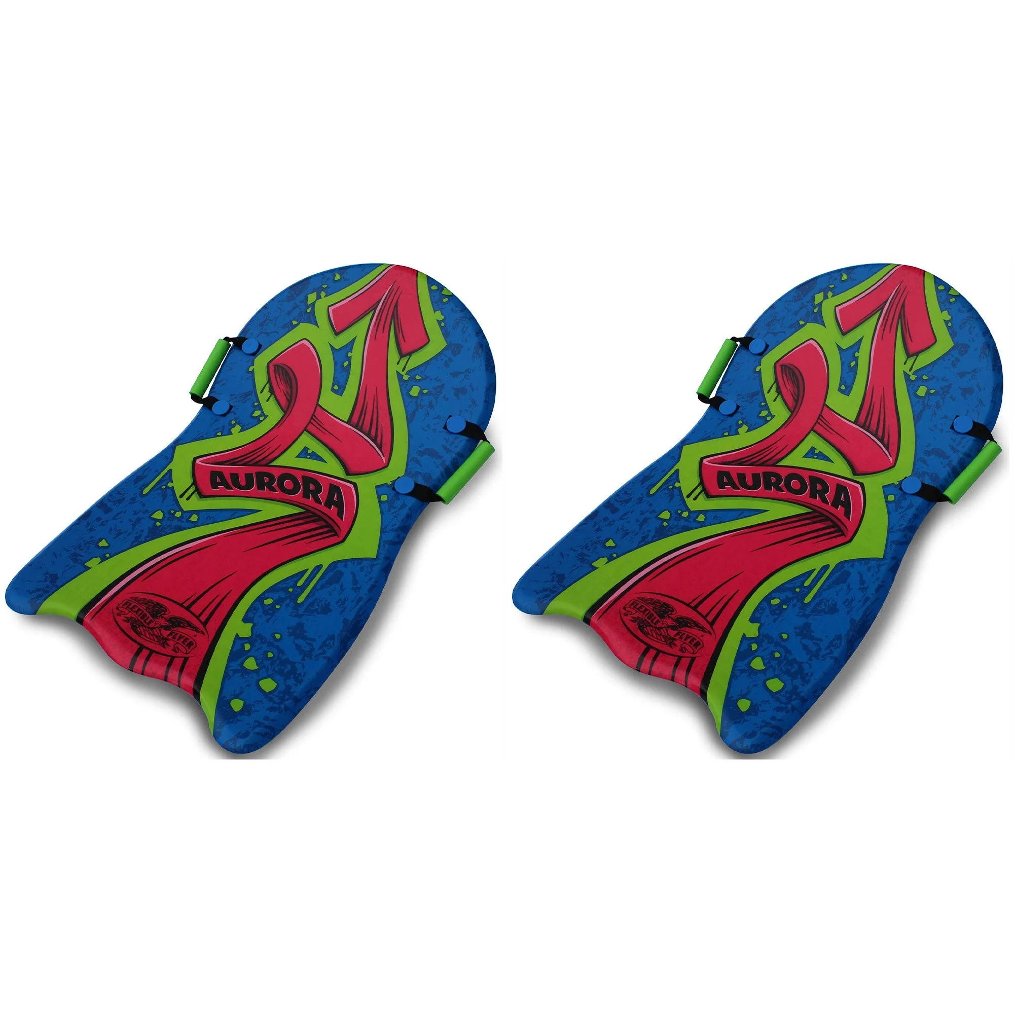 Flexible Flyer Aurora 36 Inch Foam Slider Snow Sled for Kids and Adults (2 Pack)