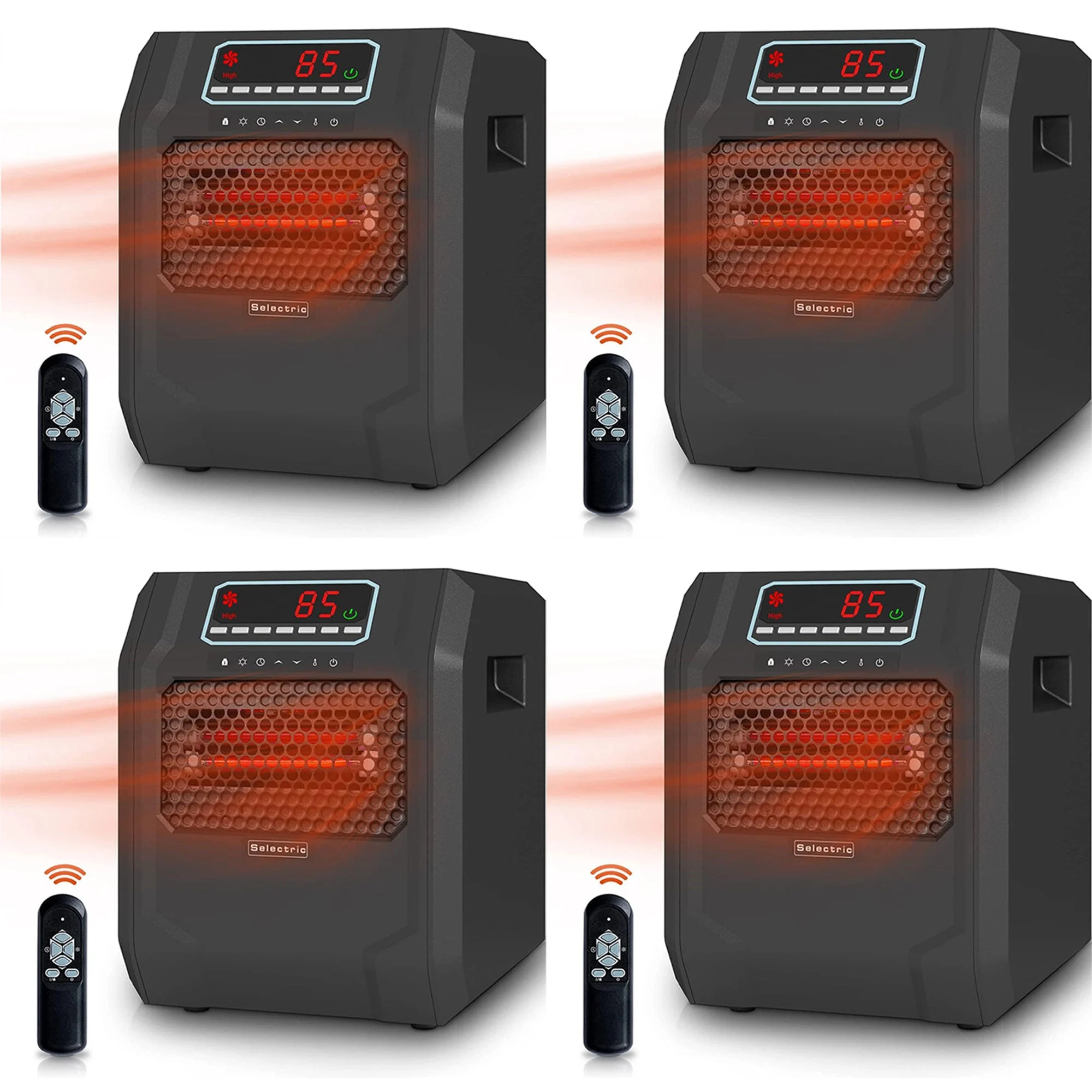 VOLTORB Portable Electric Space Heater w/Remote Control & Fan Only Mode (4 Pack)