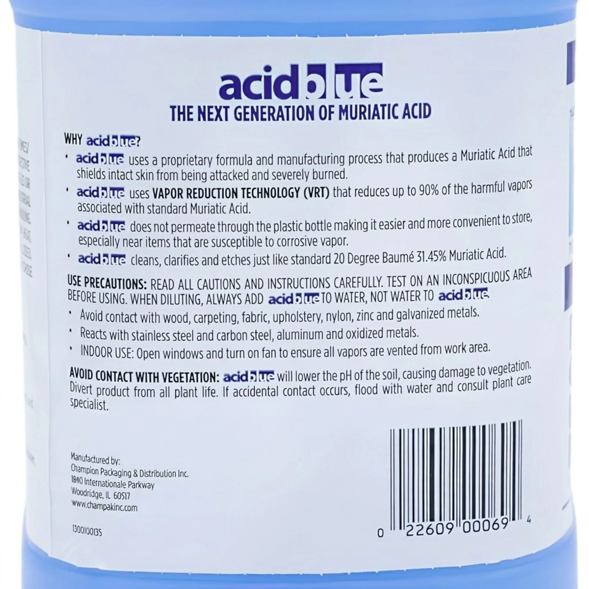 Champion Acid Blue Muriatic Acid for Removal of Stains on Driveways (2 Pack)