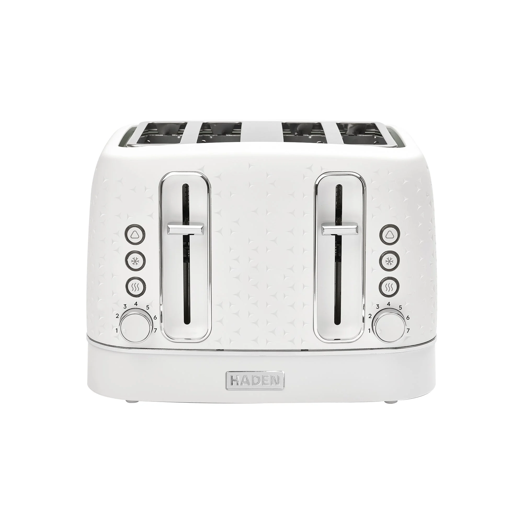 Haden Starbeck 4 Slice Wide Slot Stainless Steel Toaster, Bright White & Chrome