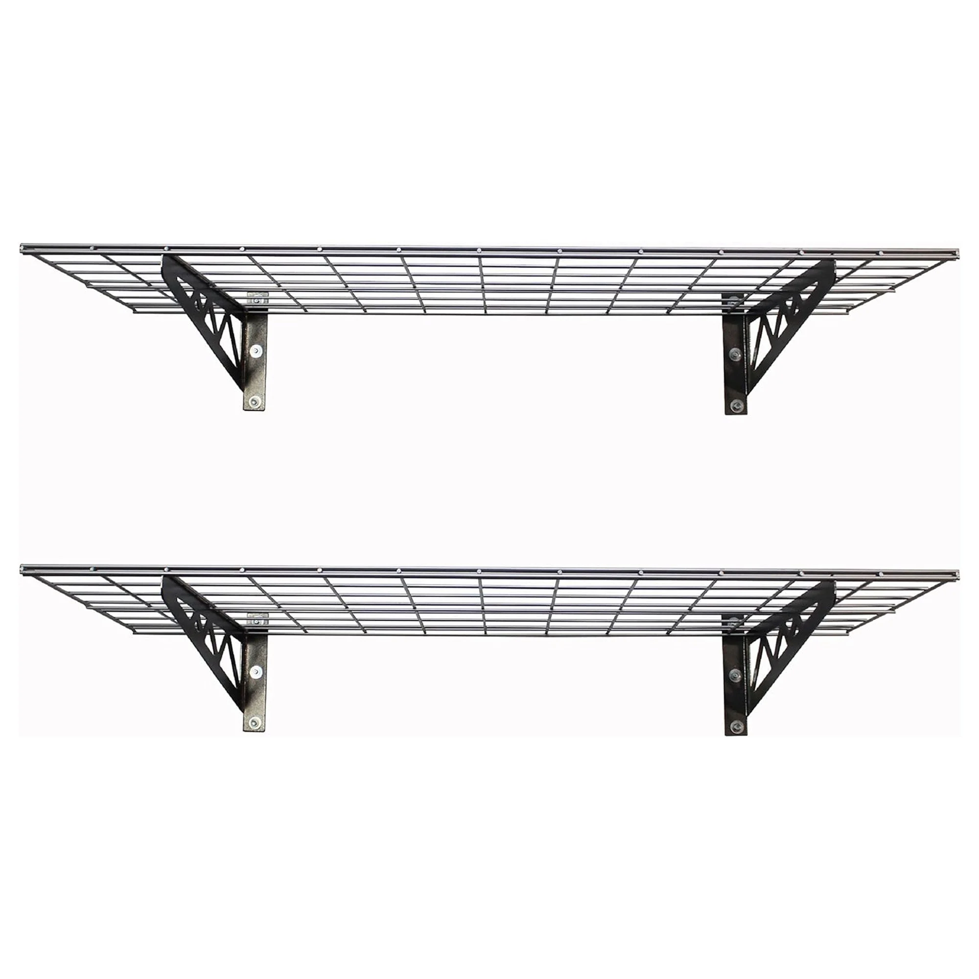 SafeRacks 18x48 Inch Garage Wall Mounted Wire Utility Shelf, Hammertone (2 Pack)