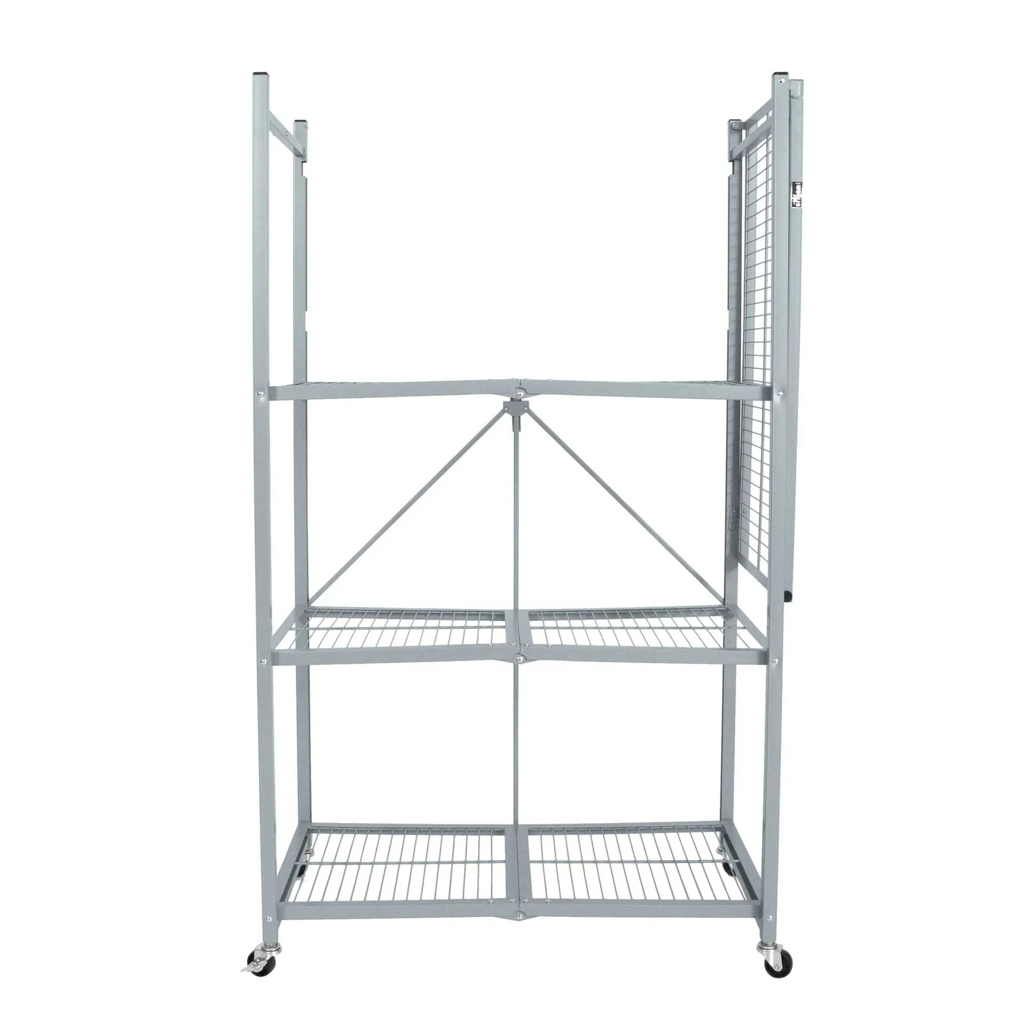 Origami R5 Foldable 4 Tier Storage Rack w/ Wheels, Pewter, Certified Refurbished