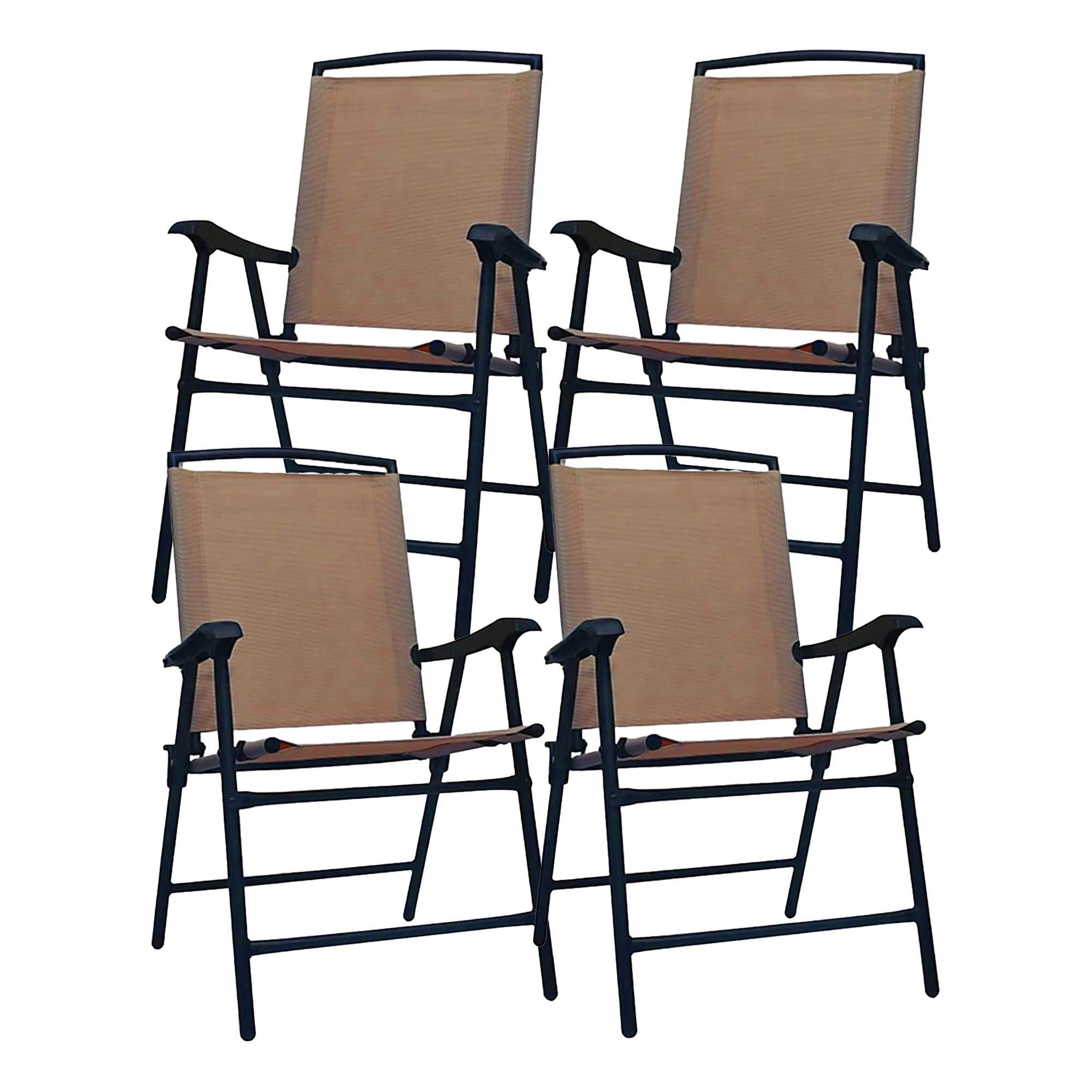 Four Seasons Courtyard Sunny Isles Outdoor Steel Folding Chair, Brown (4 Pack)
