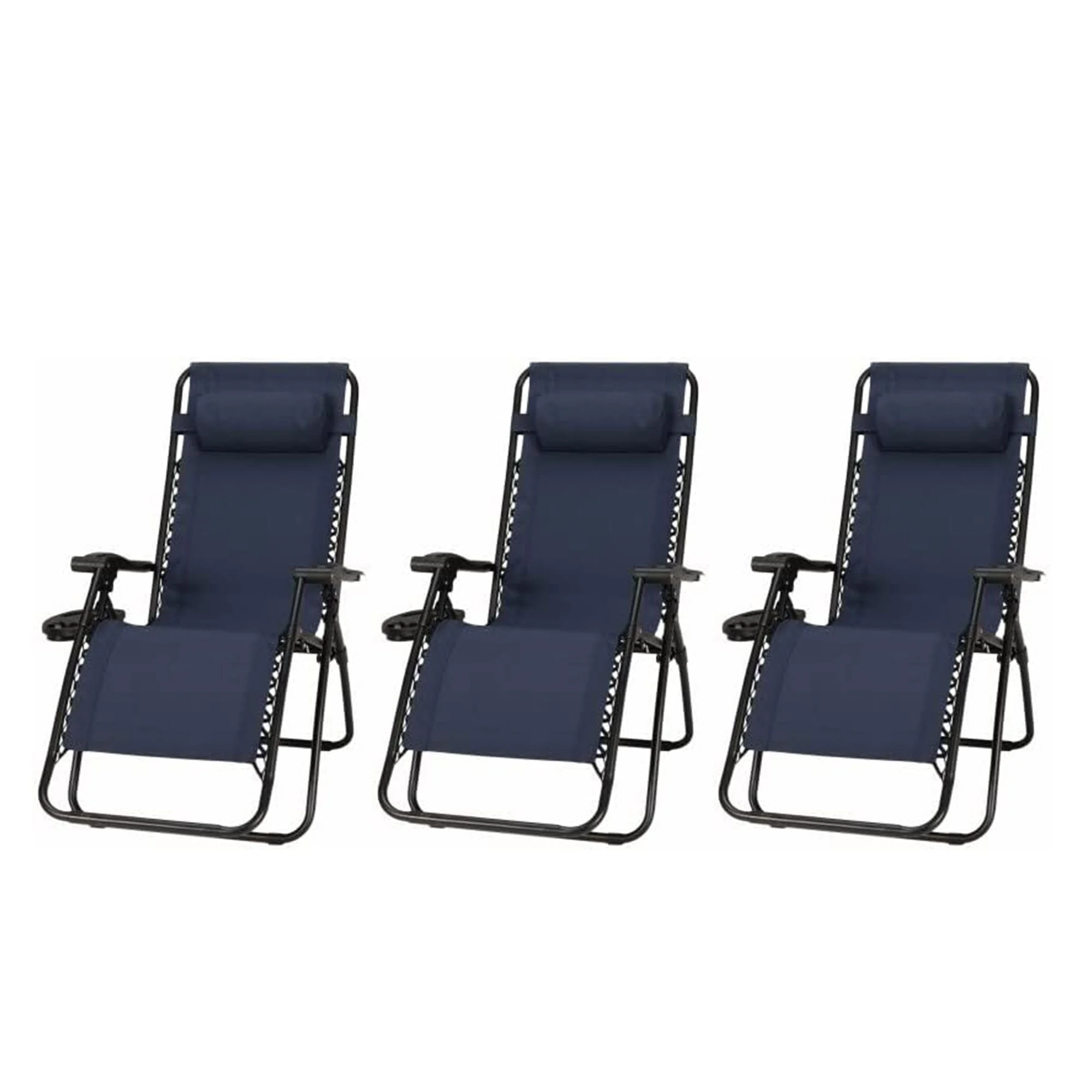 Four Seasons Courtyard Sunny Isles Steel Zero Gravity Patio Chair, Blue (3 Pack)