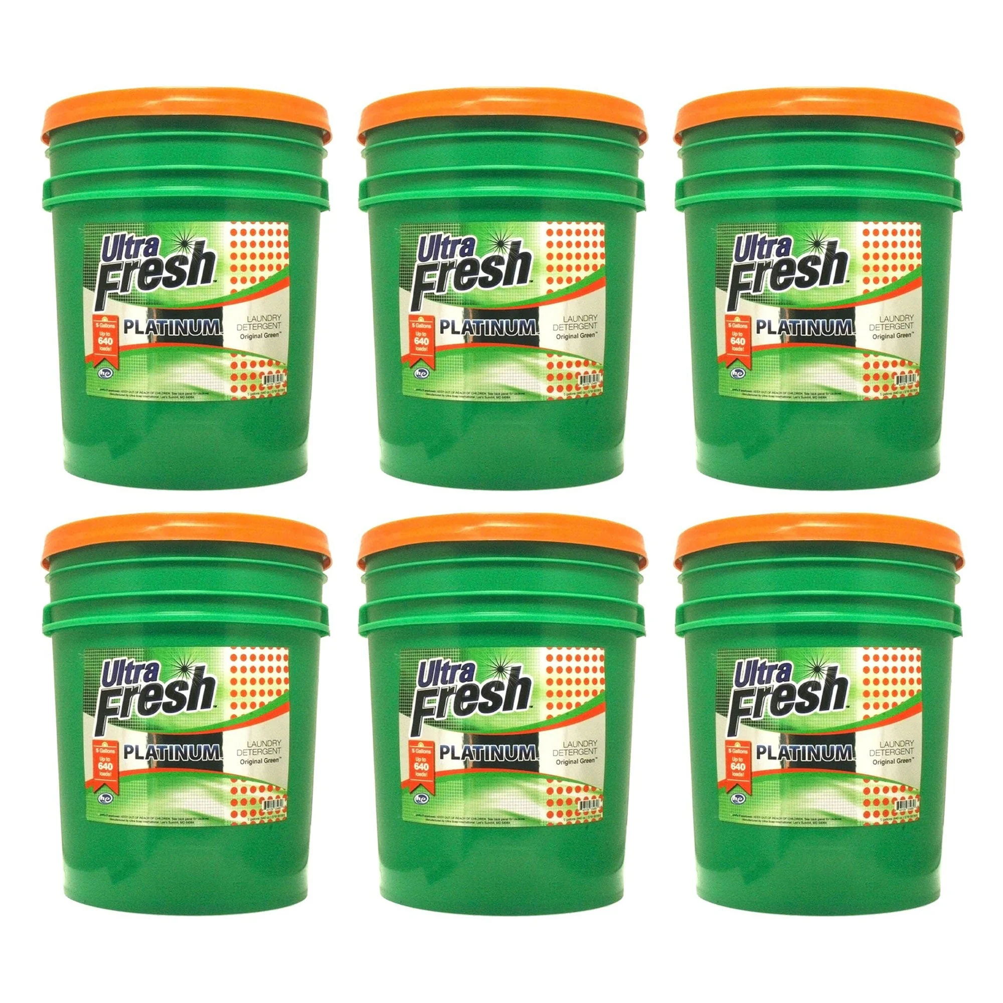 Ultra Fresh 3X Platinum 5 Gallon Laundry Detergent, Up to 640 Loads (6 Pack)