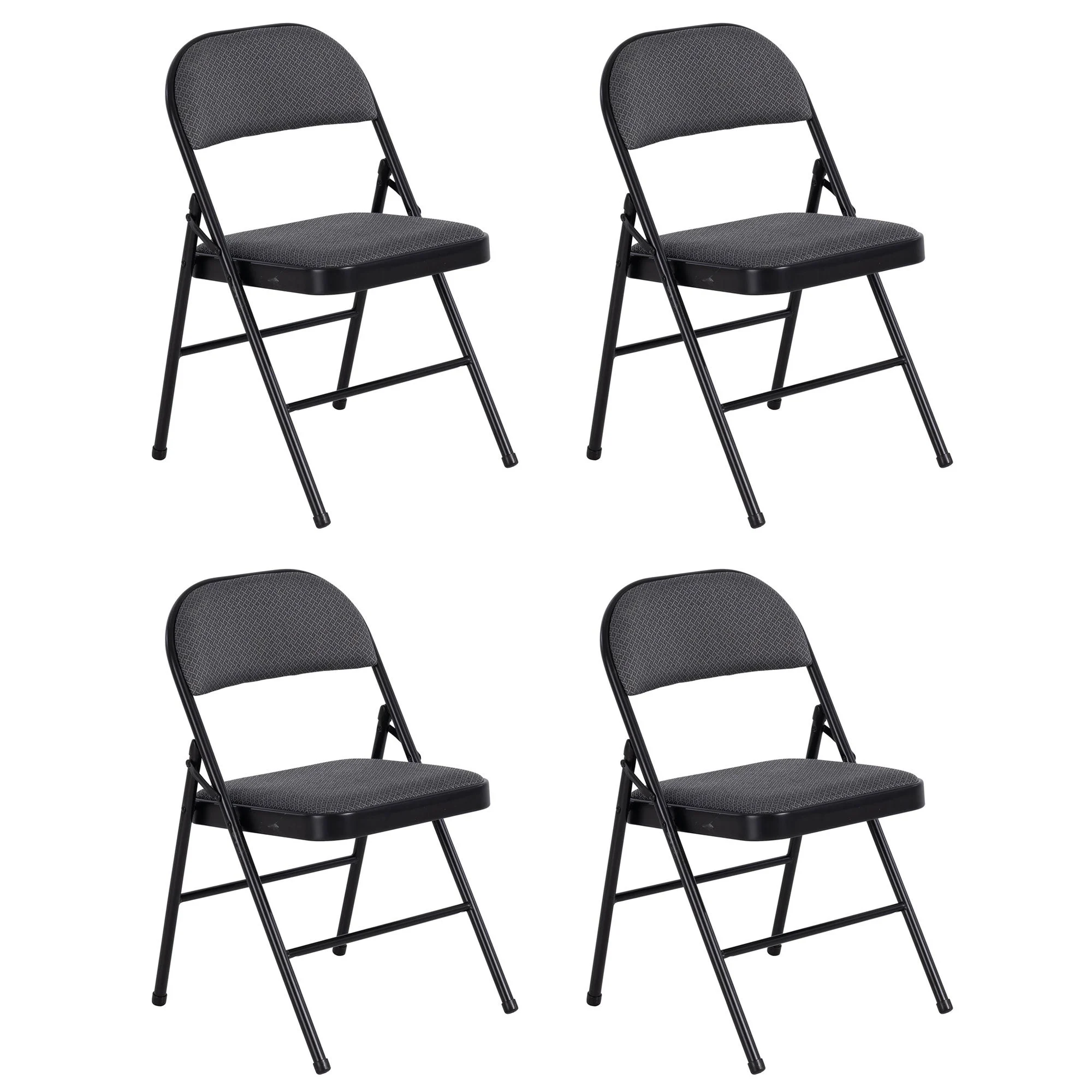 Peakform Folding Vinyl Padded Chair with Comfortable Seat Cushion, 4 Pack, Black