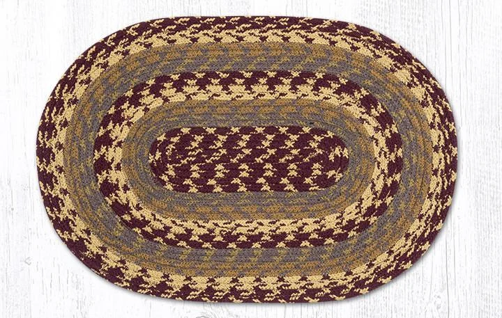 Earth Rugs C-341 Burgundy/Gray/Mustard Round Trivet 8``x8``