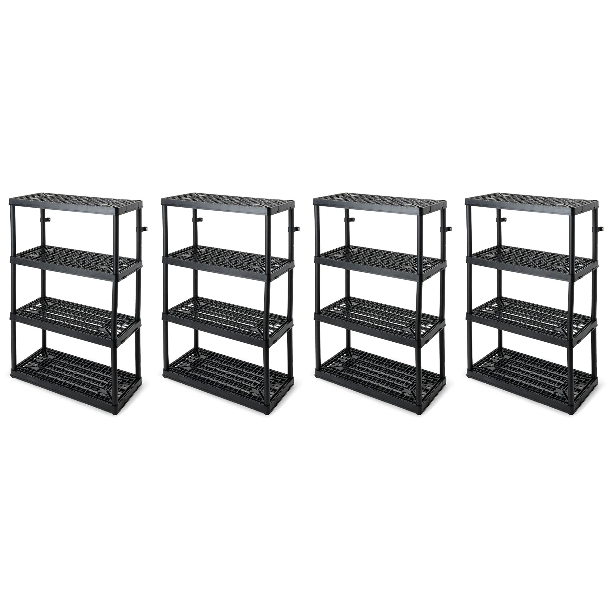 Gracious Living 4 Shelf Fixed Height Ventilated Storage Unit, Black, 4 Pack