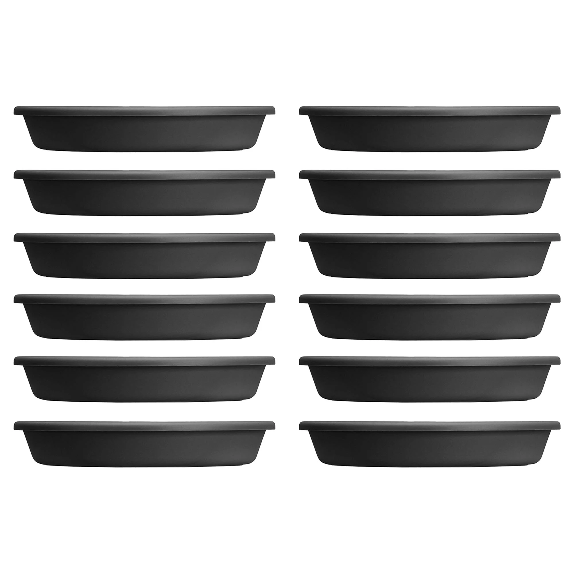 HC Companies Classic 21.13 Inch Round Saucer Tray for Pots, Black (12 Pack)