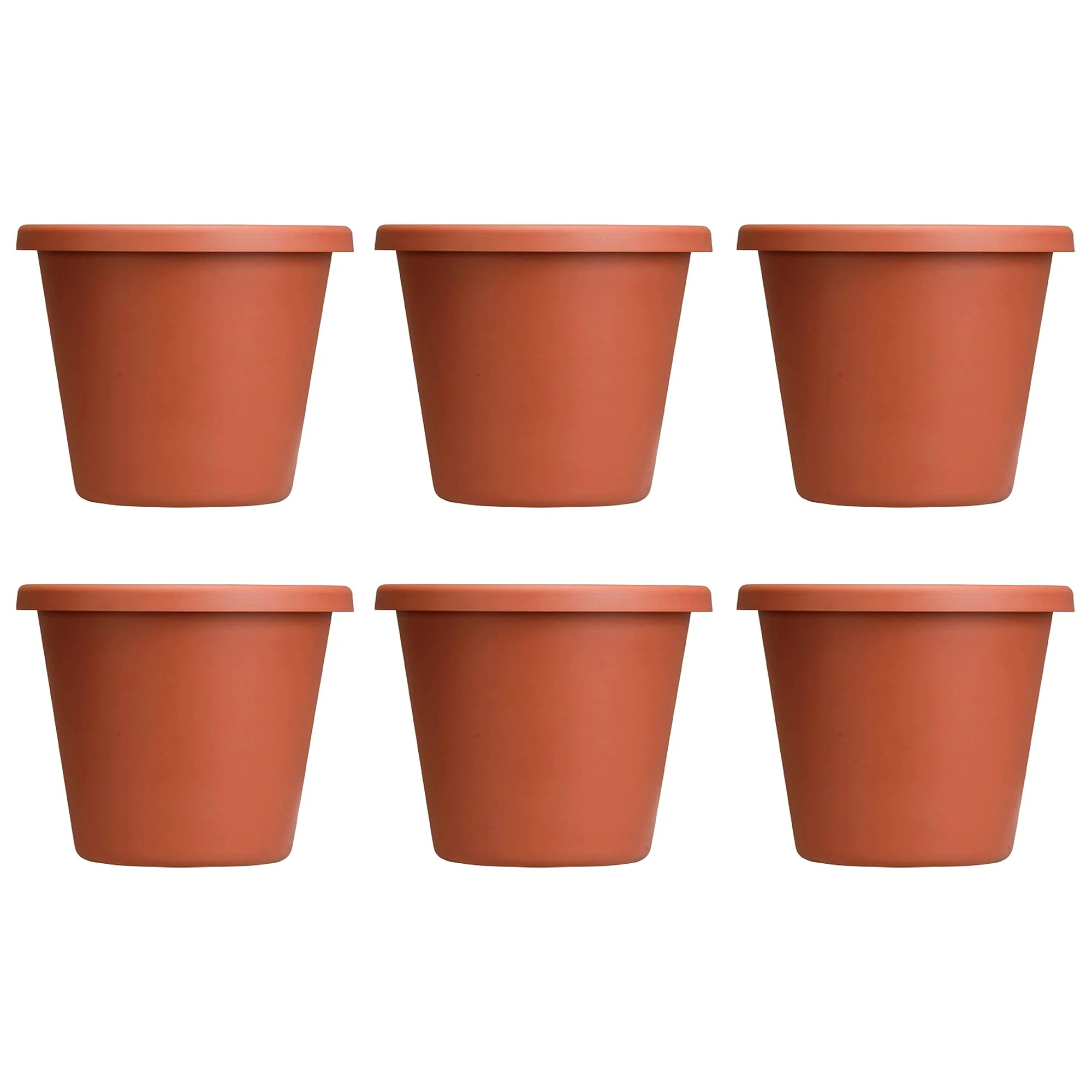 The HC Companies 12 In Plastic Classic Flower Pot Planter, Terra Cotta (6 Pack)