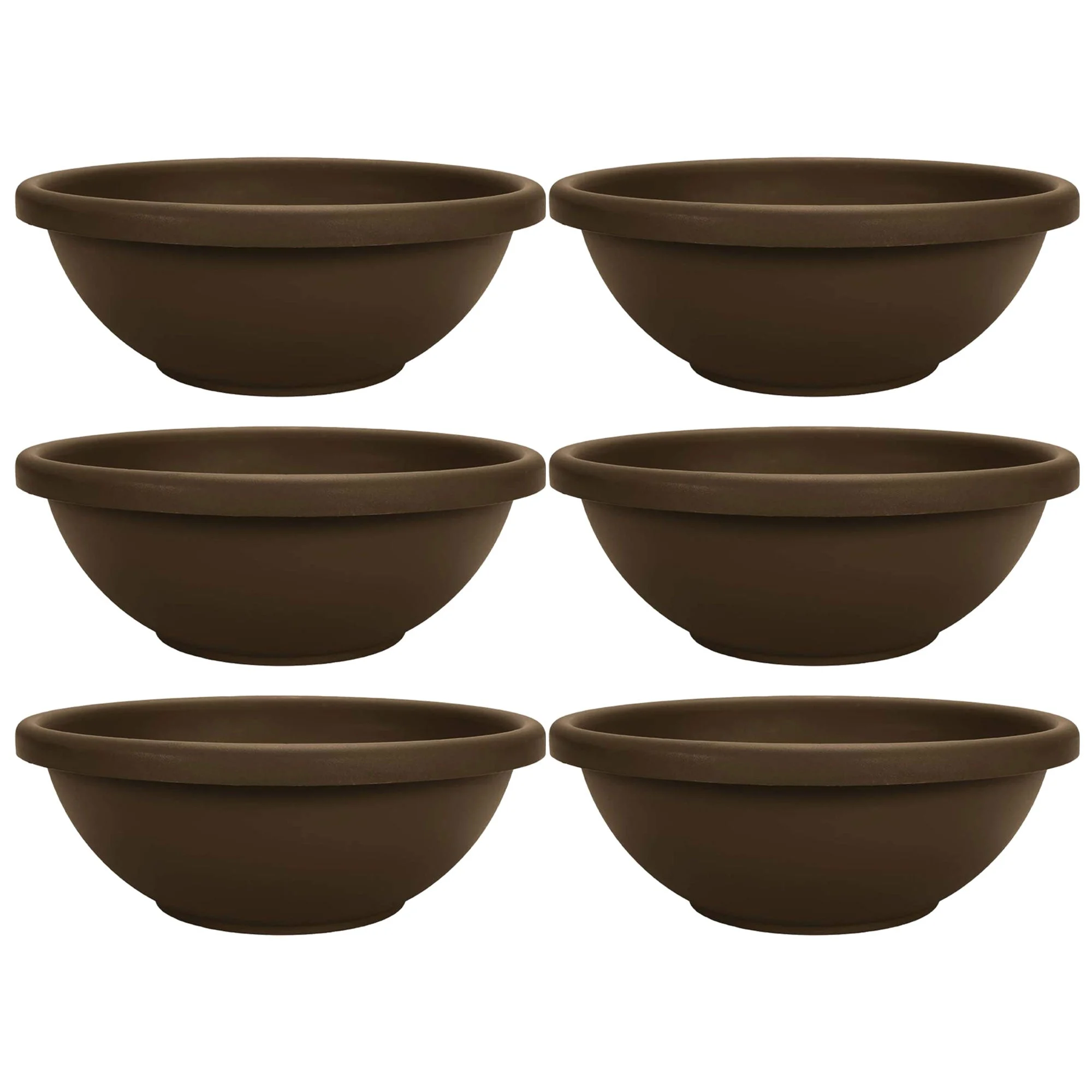 The HC Companies 18 Inch Bowl Planter with with Drainage, Chocolate (6 Pack)