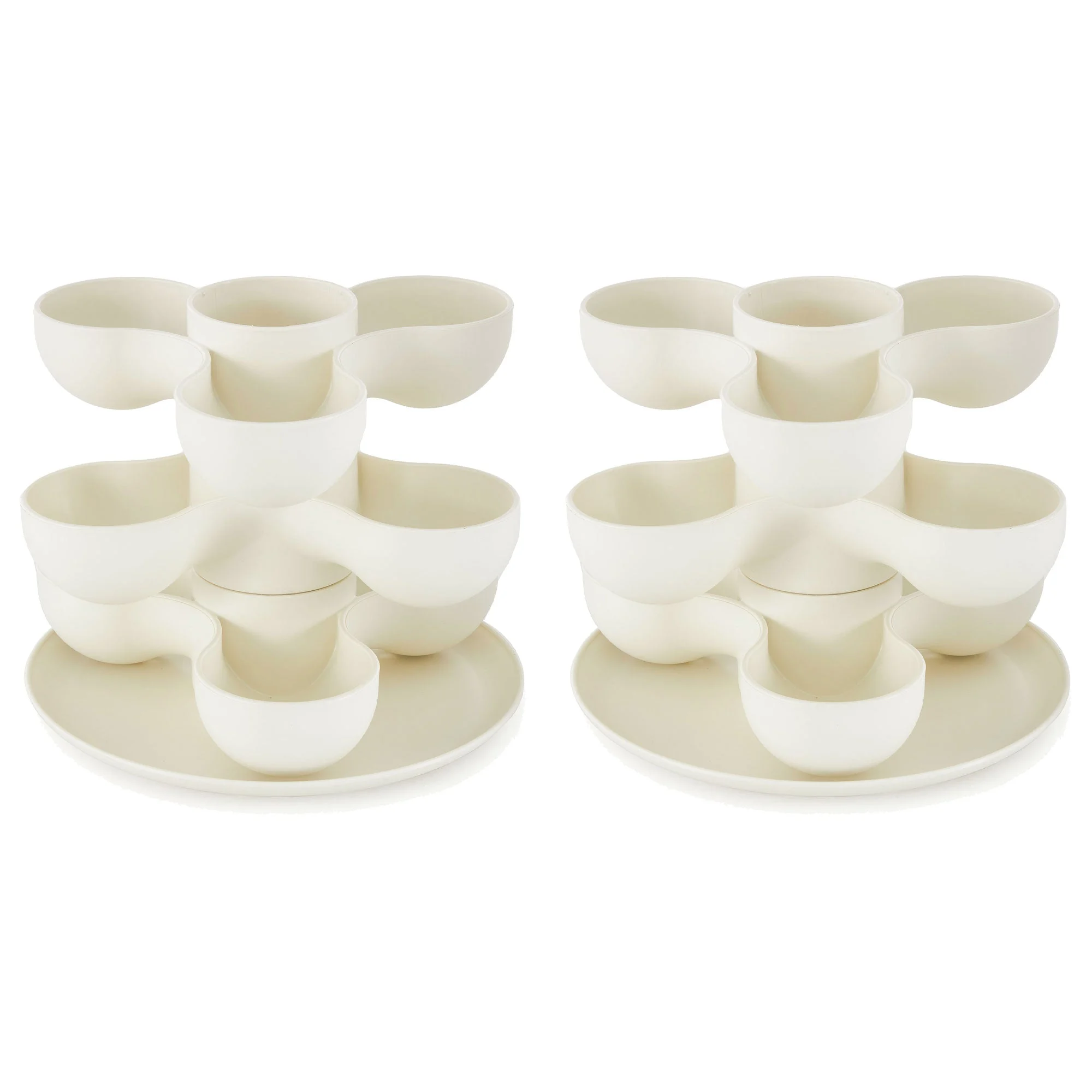 The HC Companies 8 Inch Pixie Indoor Stacking Plant Pot, Vanilla Bisque (2 Pack)