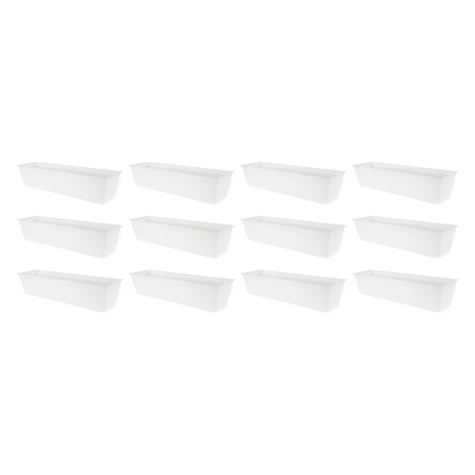 The HC Companies 30 Inch Window Flower Box w/Removable Saucer, White (12 Pack)