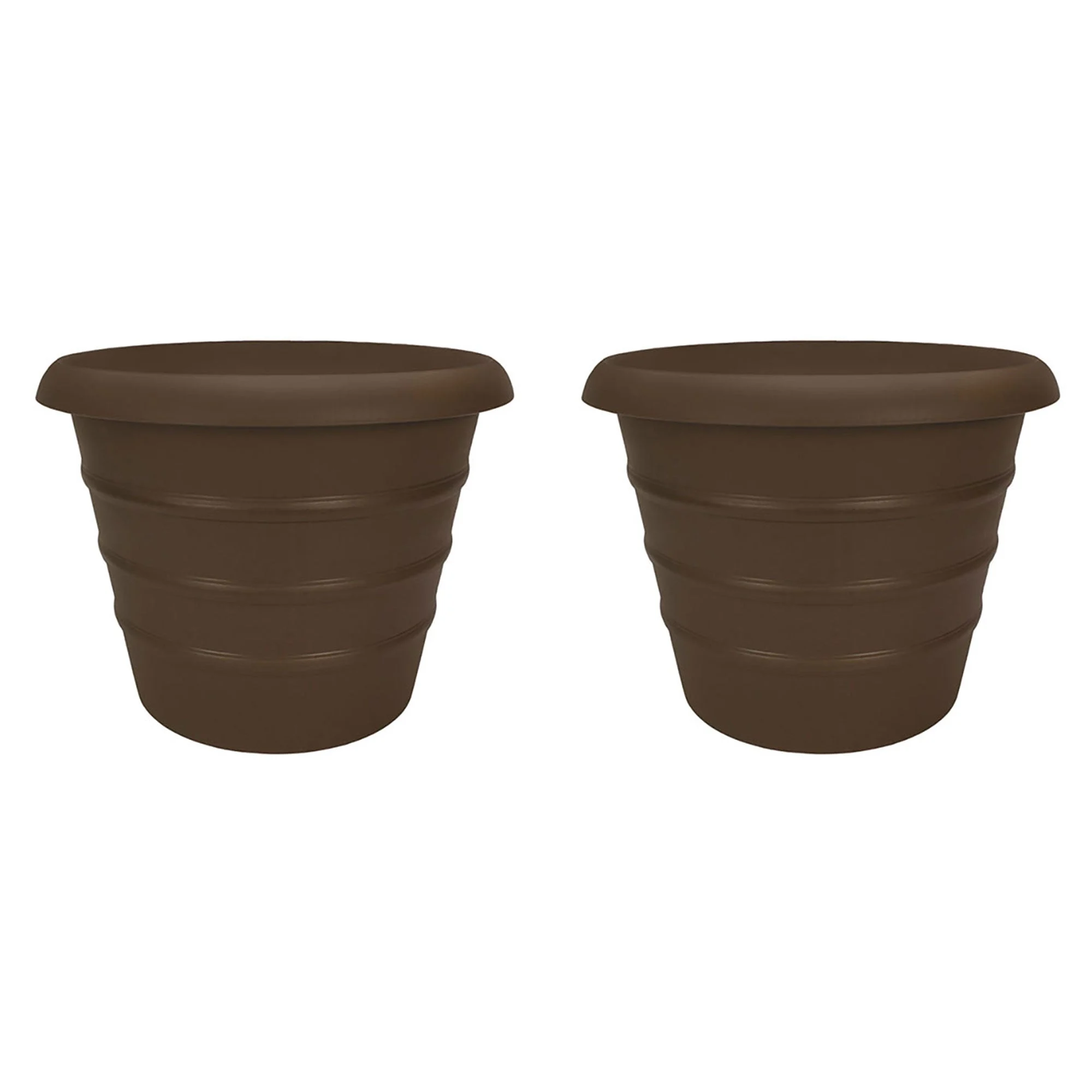 HC Companies Aspen 20" Indoor Outdoor Round Planter, Chocolate Brown (2 Pack)