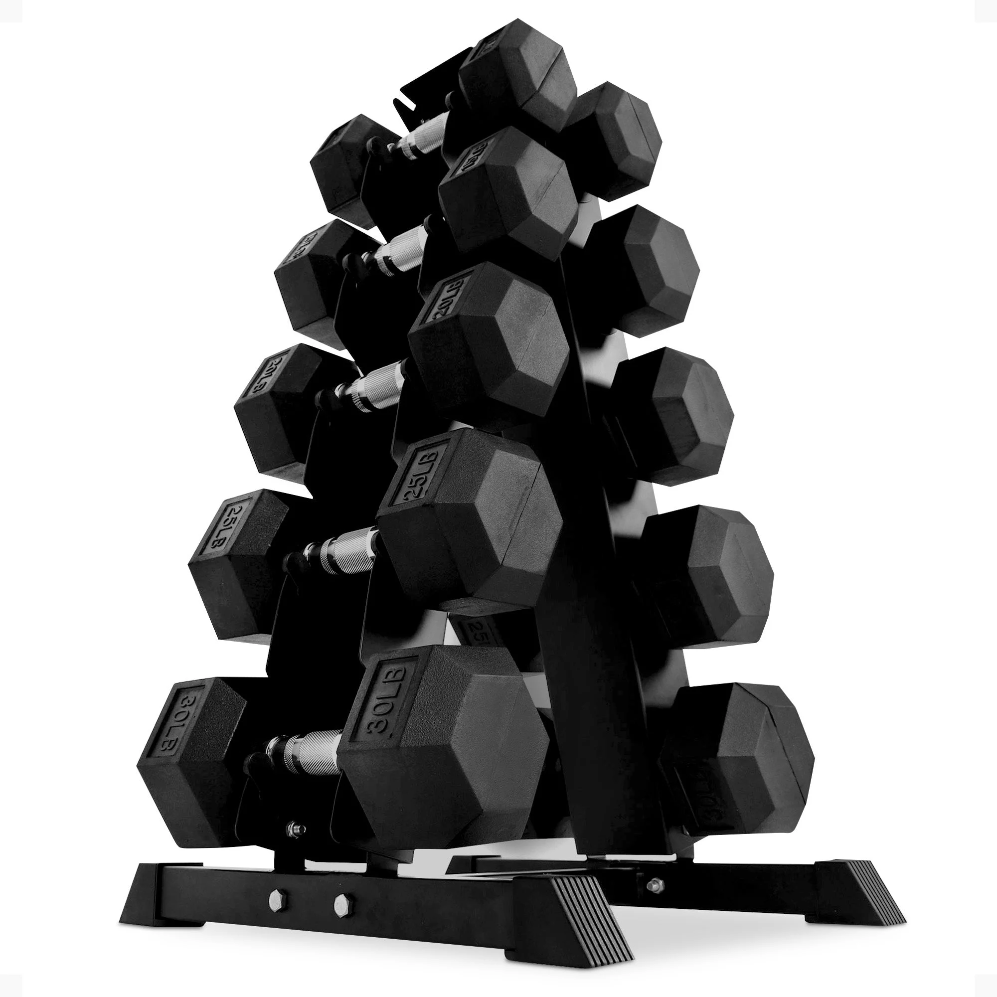BalanceFrom Signature Alloy Steel Rubber Encased Hex Dumbbell Set, Black