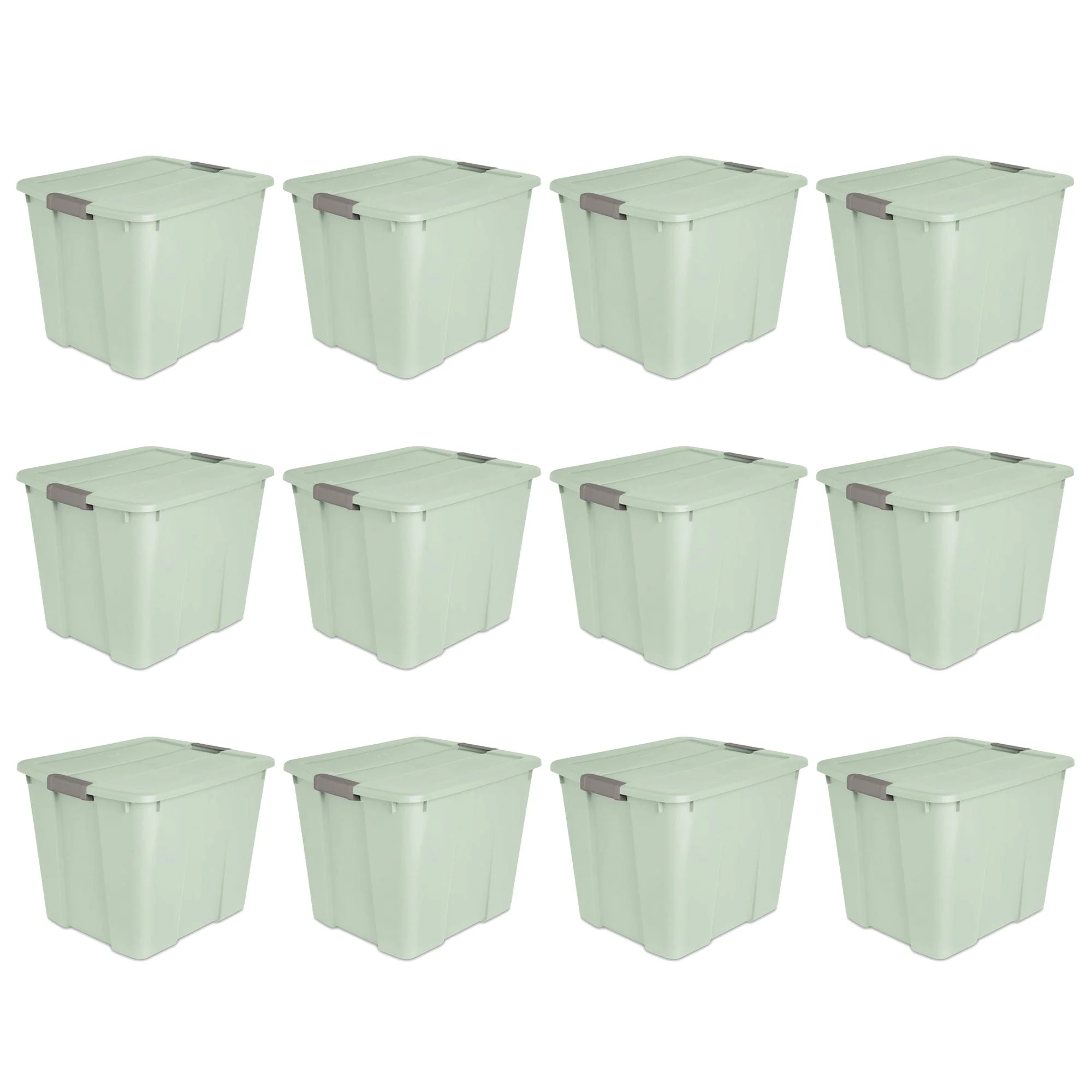 Sterilite 20 Gal Latch Tote Home Storage Organizer Bin w/ Handles, Mint, 12-Pack
