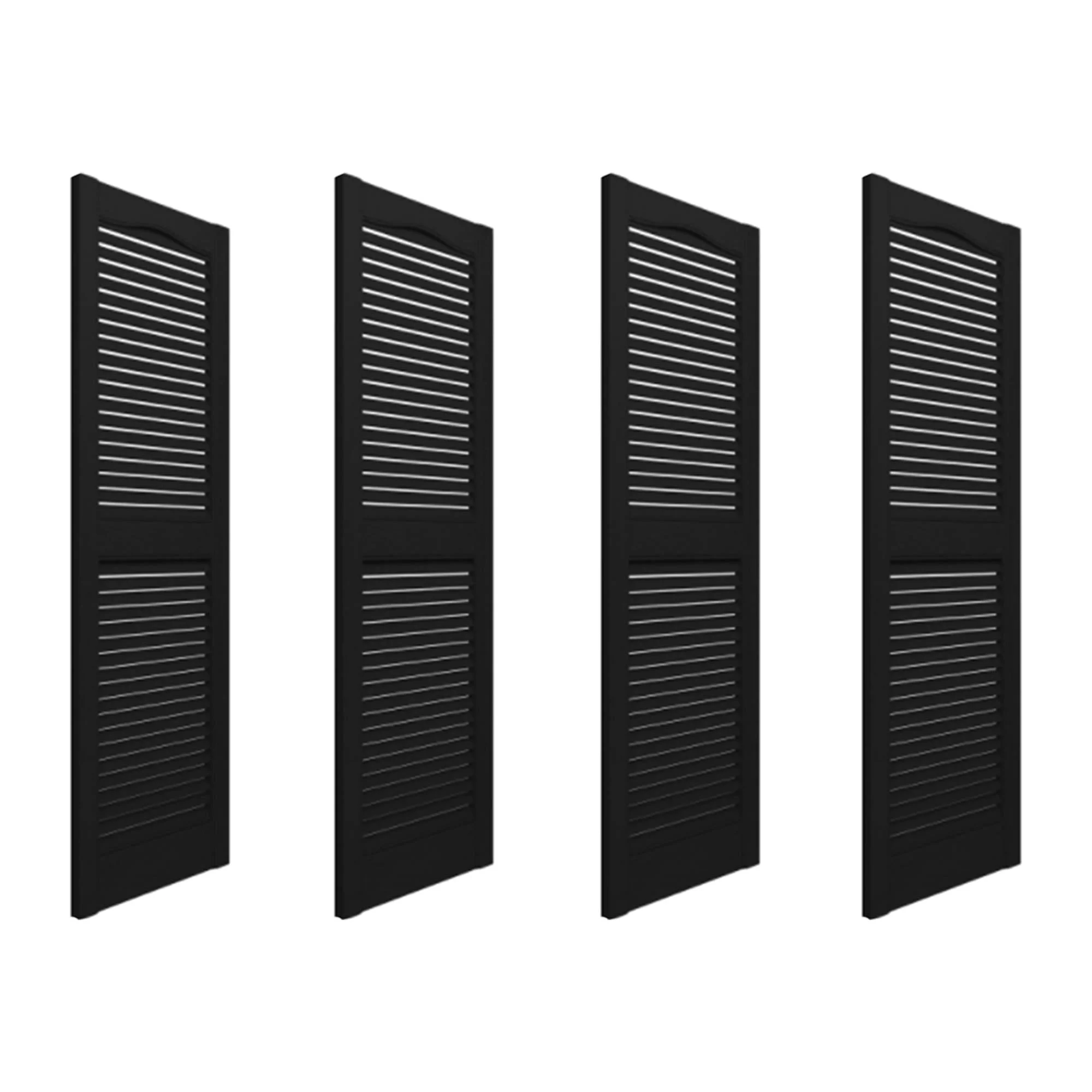 Plastic Development Group 14x55 Inch Exterior Louvered Shutters, Black (4 Pack)
