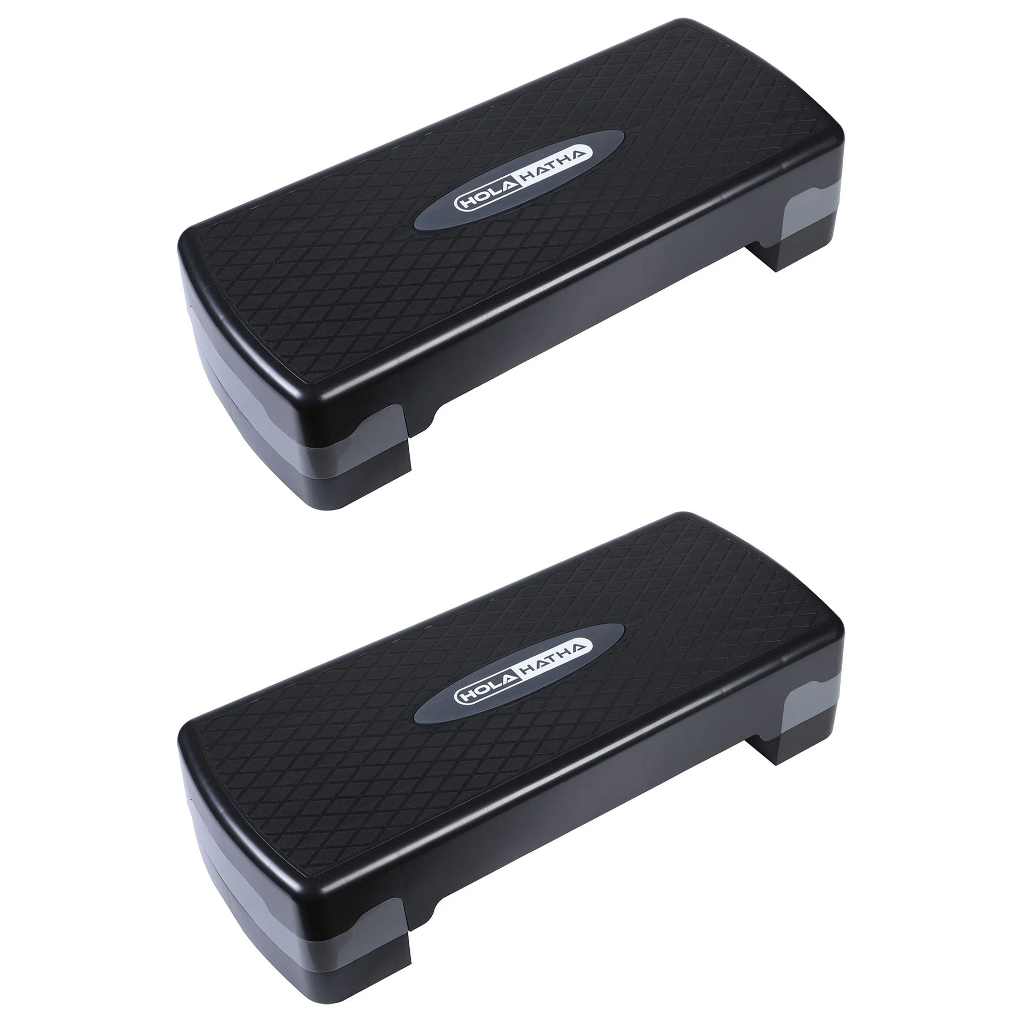 HolaHatha Aerobic Step Platform Fitness Equipment w/Adjustable Height (2 Pack)