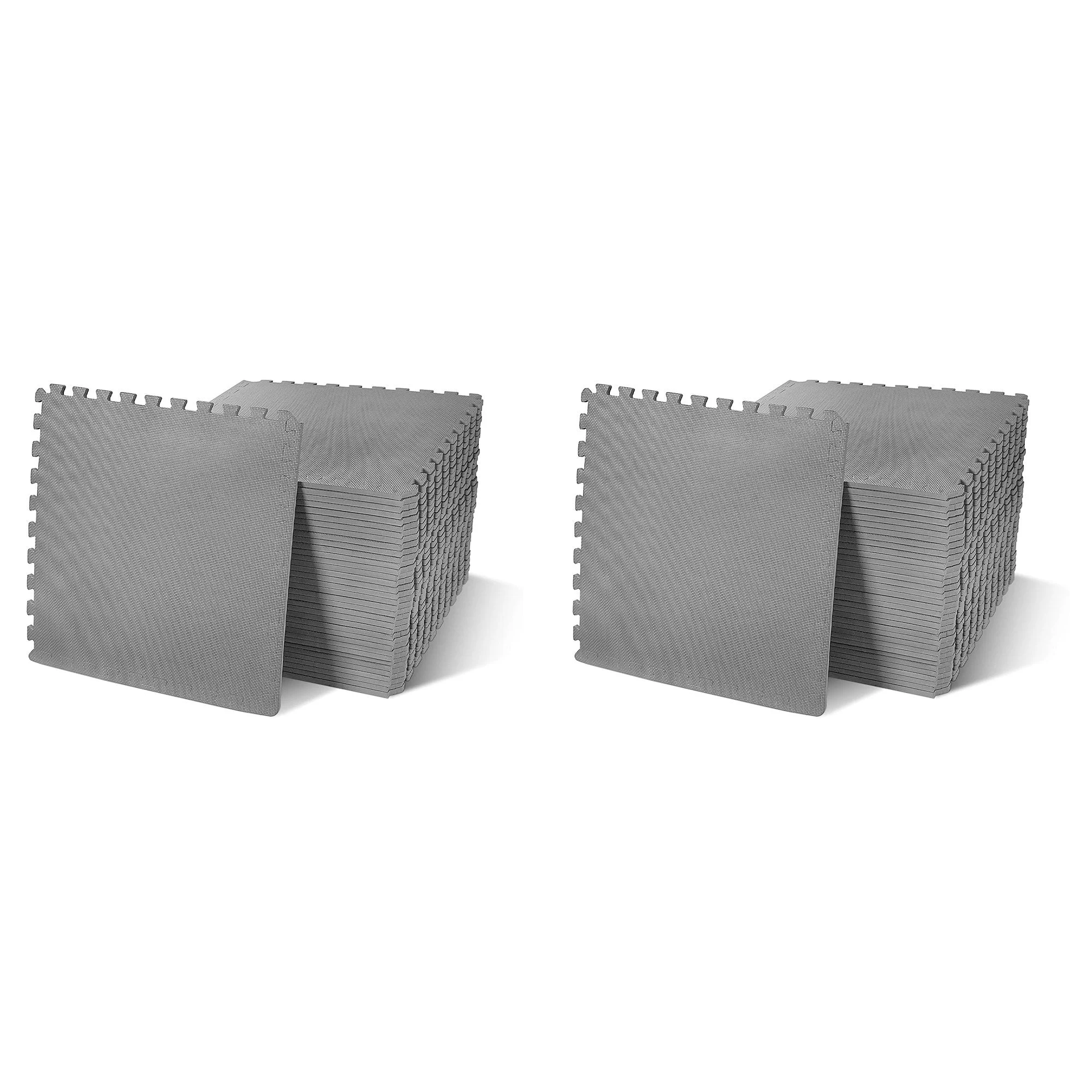 BalanceFrom Fitness 144 Sq Ft Interlocking Exercise Mat Tiles, Gray (2 Pack)