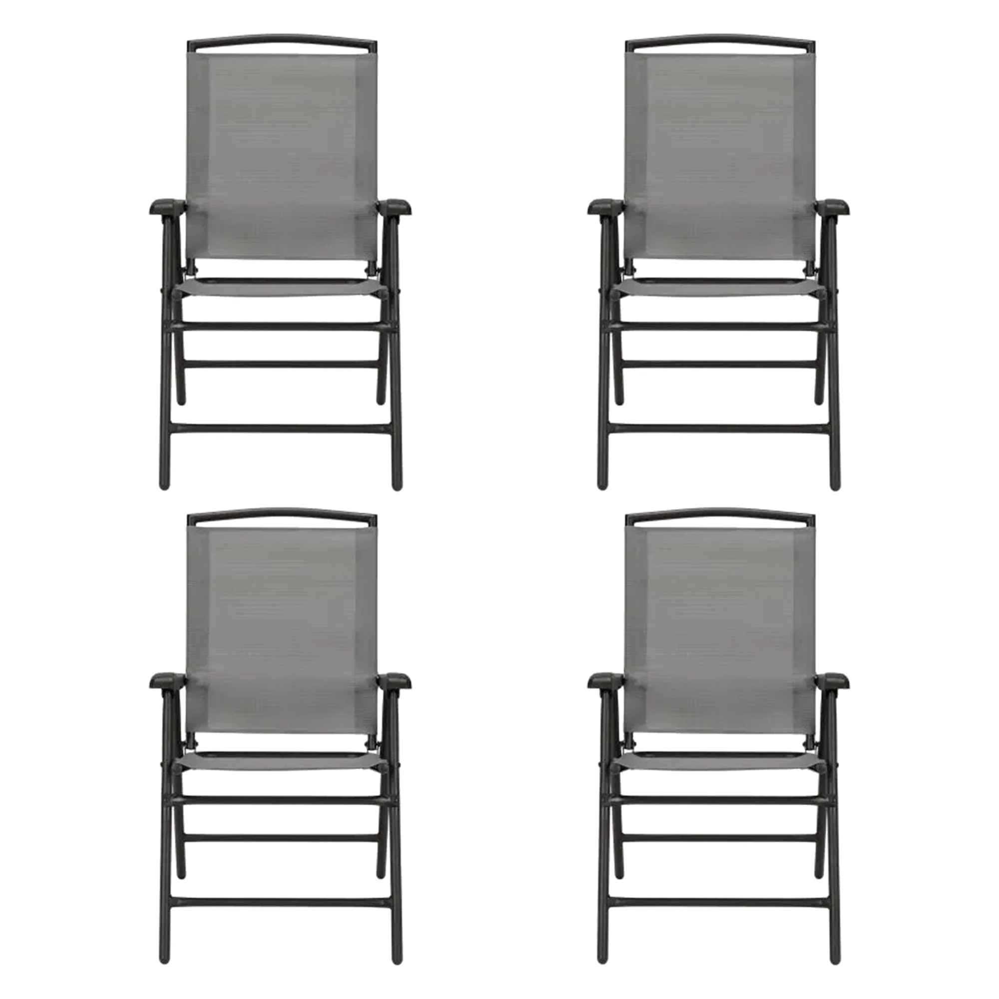Four Seasons Courtyard Sunny Isles Outdoor Folding Arm Chair Set, 4 Pack, Gray