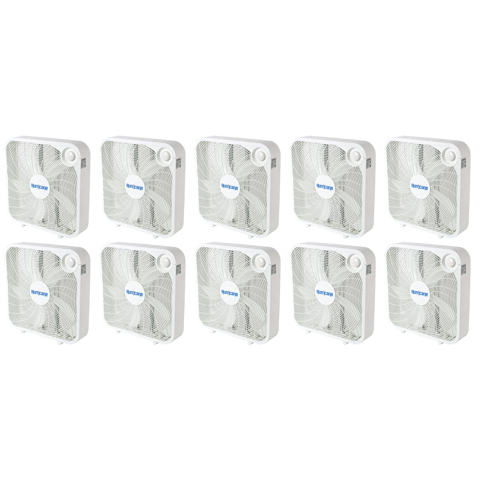 Hurricane 20" Classic Series Floor Box Fan with 3 Speed Settings, 10 Pack, White