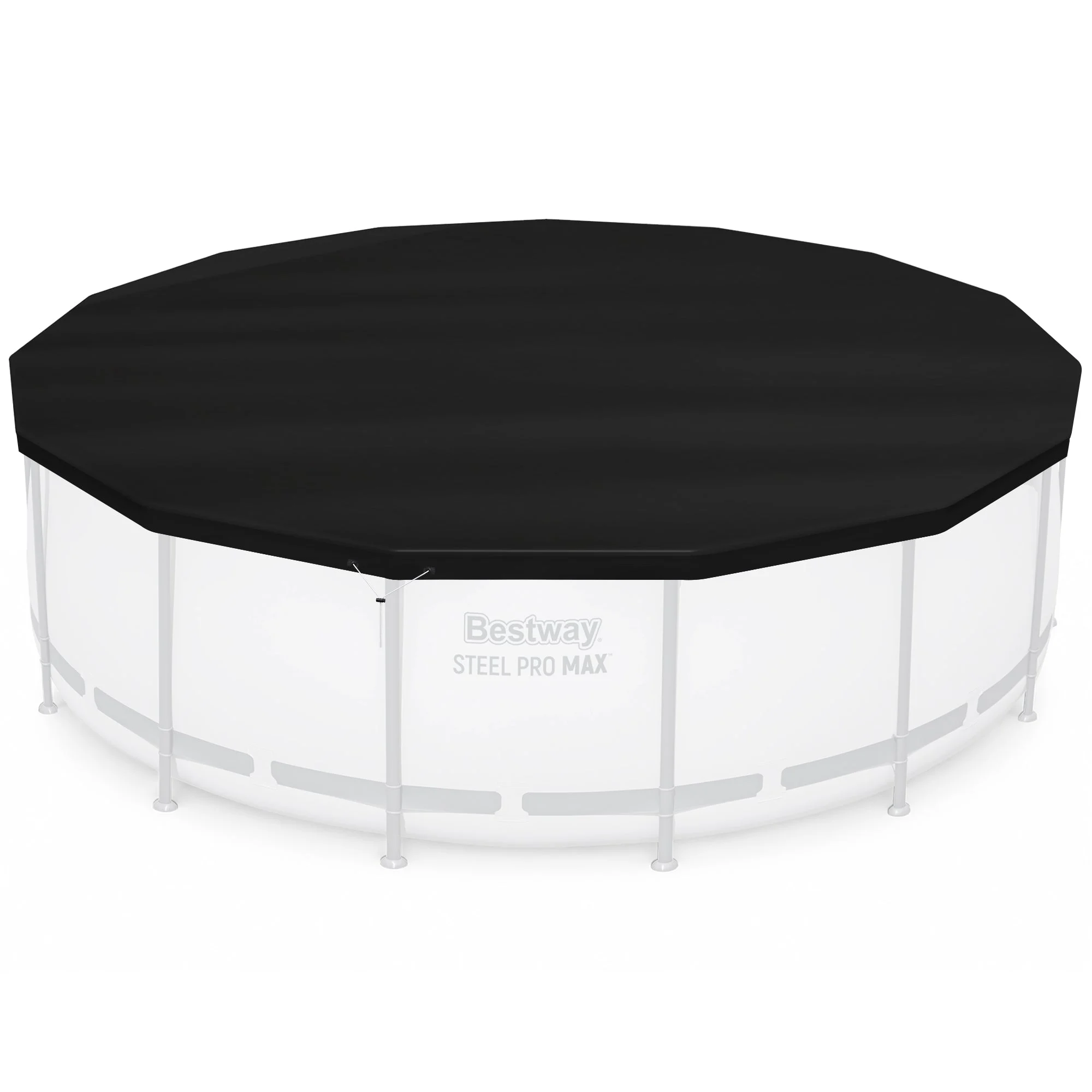 Bestway Round Pool Cover for 15 Foot Above Ground Pools, Black (Cover Only)