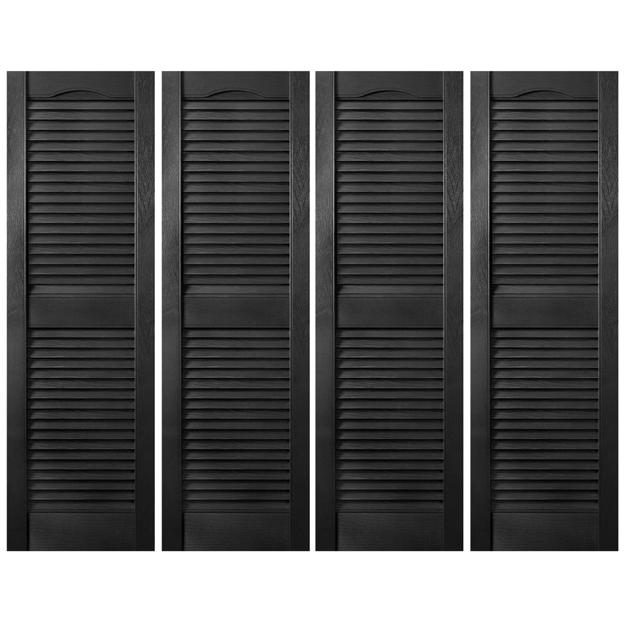 Plastic Development Group 14x67" Exterior Vinyl Louvered Shutters, 4 Pack, Black