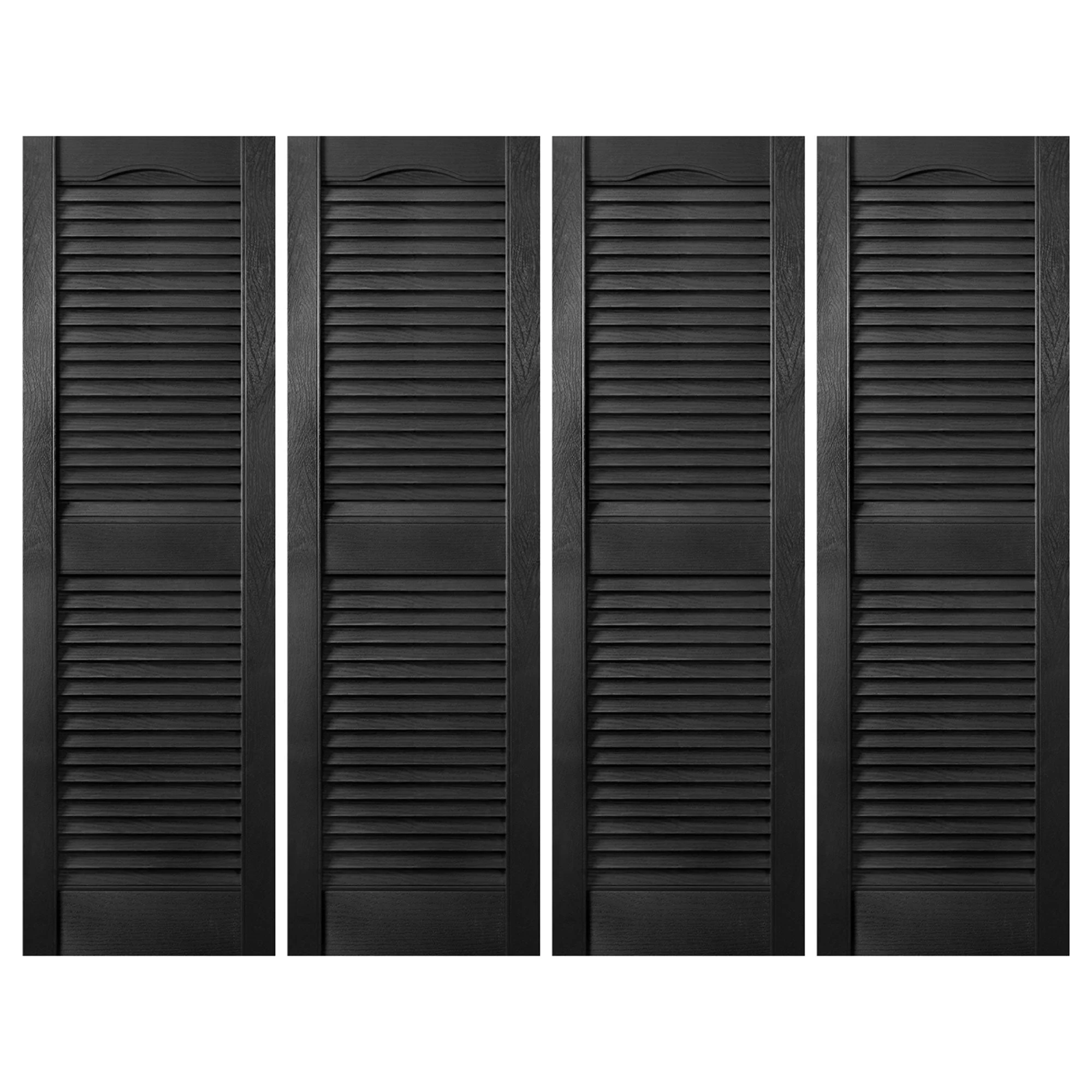 Plastic Development Group 14x71" Exterior Vinyl Louvered Shutters, 4 Pack, Black