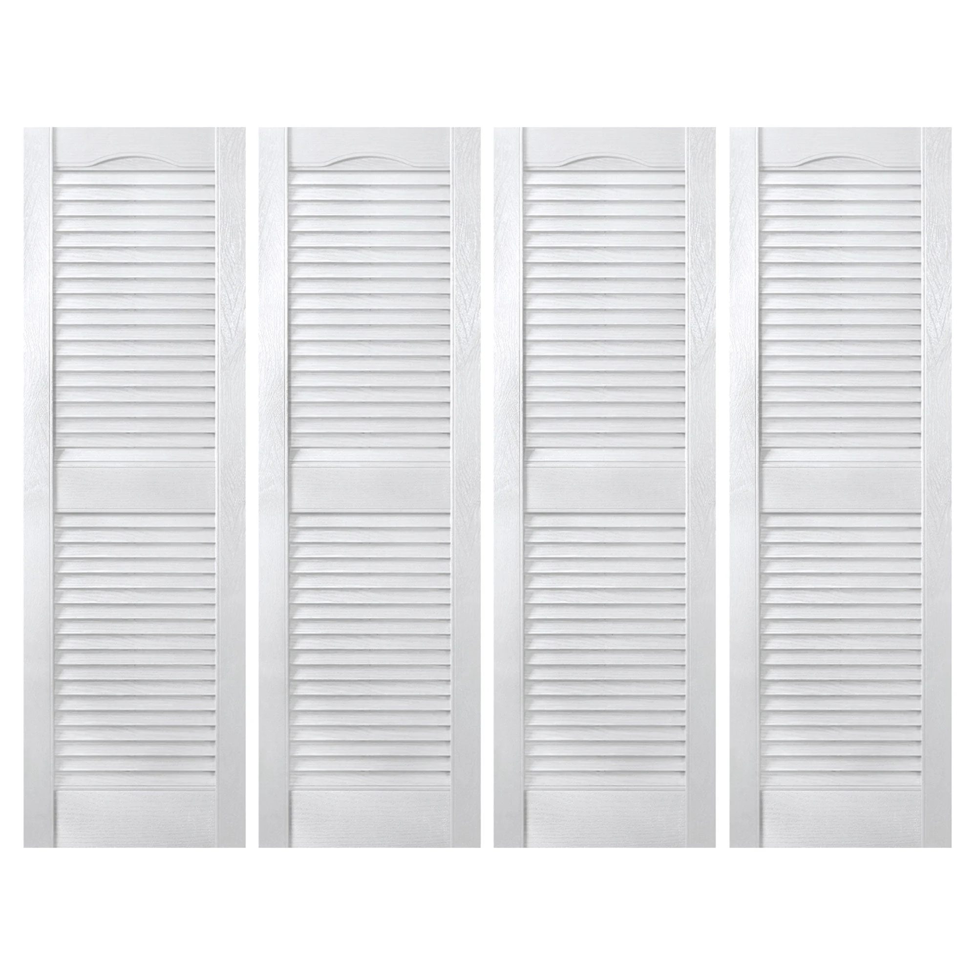 Plastic Development Group 14 x 43 Inch Vinyl Louvered Shutters, 4 Pack, White