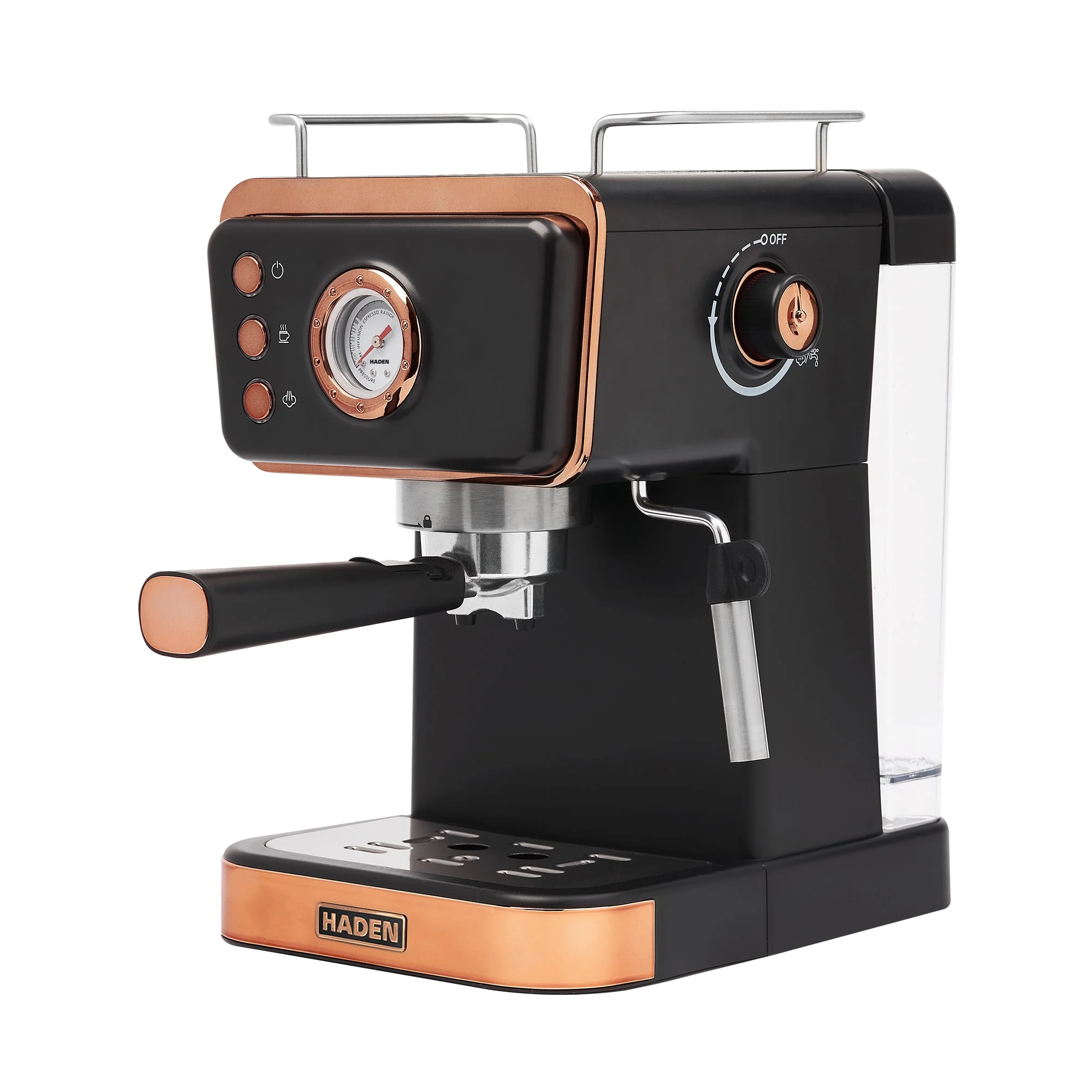 Haden Barista Brew Espresso Coffee Machine 20-Bar Espresso Maker, Black & Copper