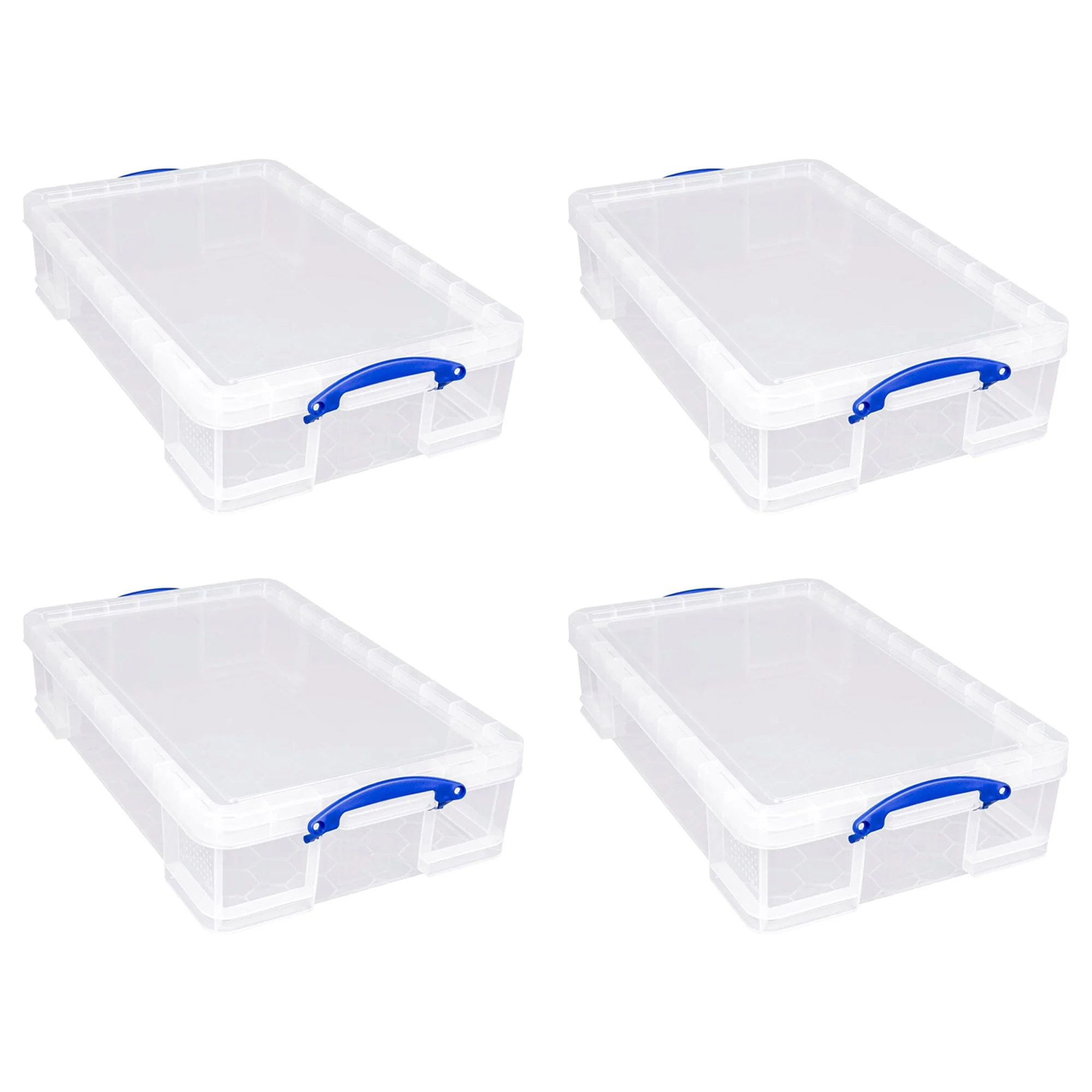 Really Useful Box 33L Storage Container w/Snap Lid & Clip Lock Handle, 4 Pack