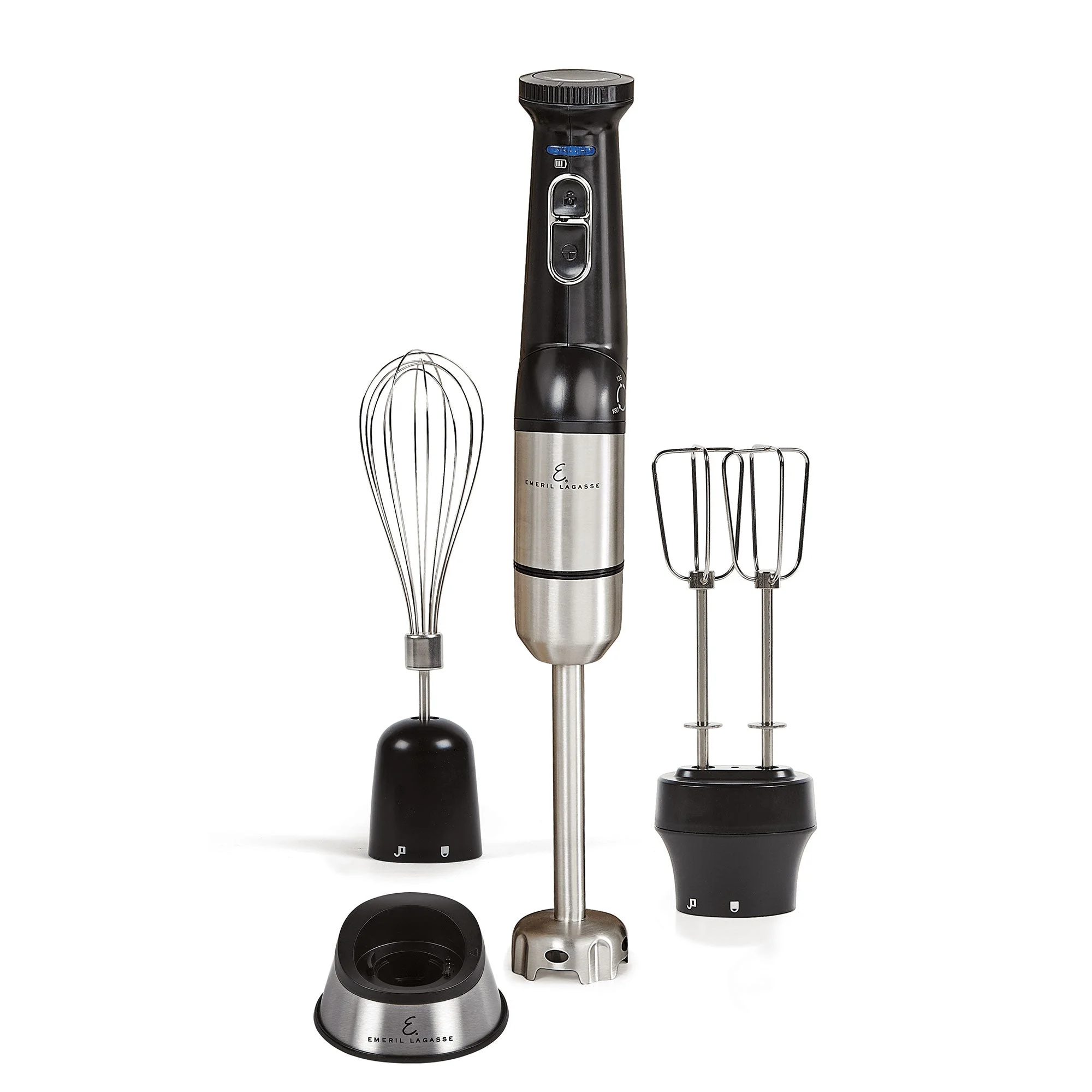 Emeril Lagasse Cordless Immersion Hand Blender with Whisk & Beaters, 120W, Black