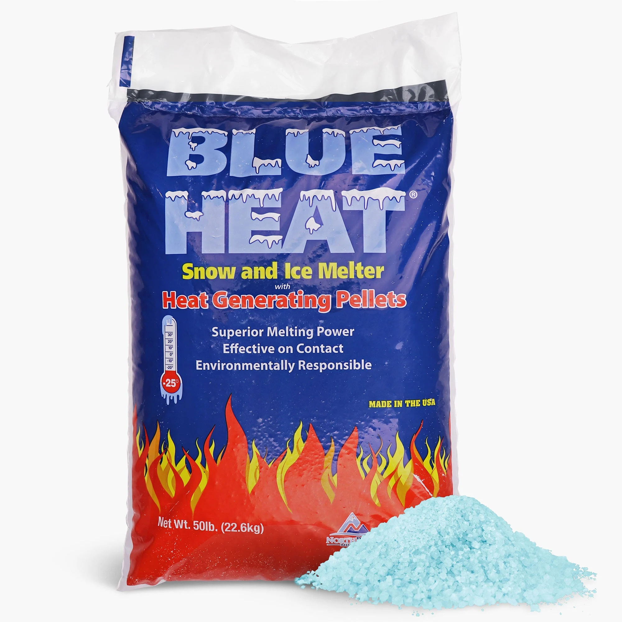 Blue Heat 2 Pack Ice Melt Pellets Deicer and Snow Removal for Driveway, 50 Lbs
