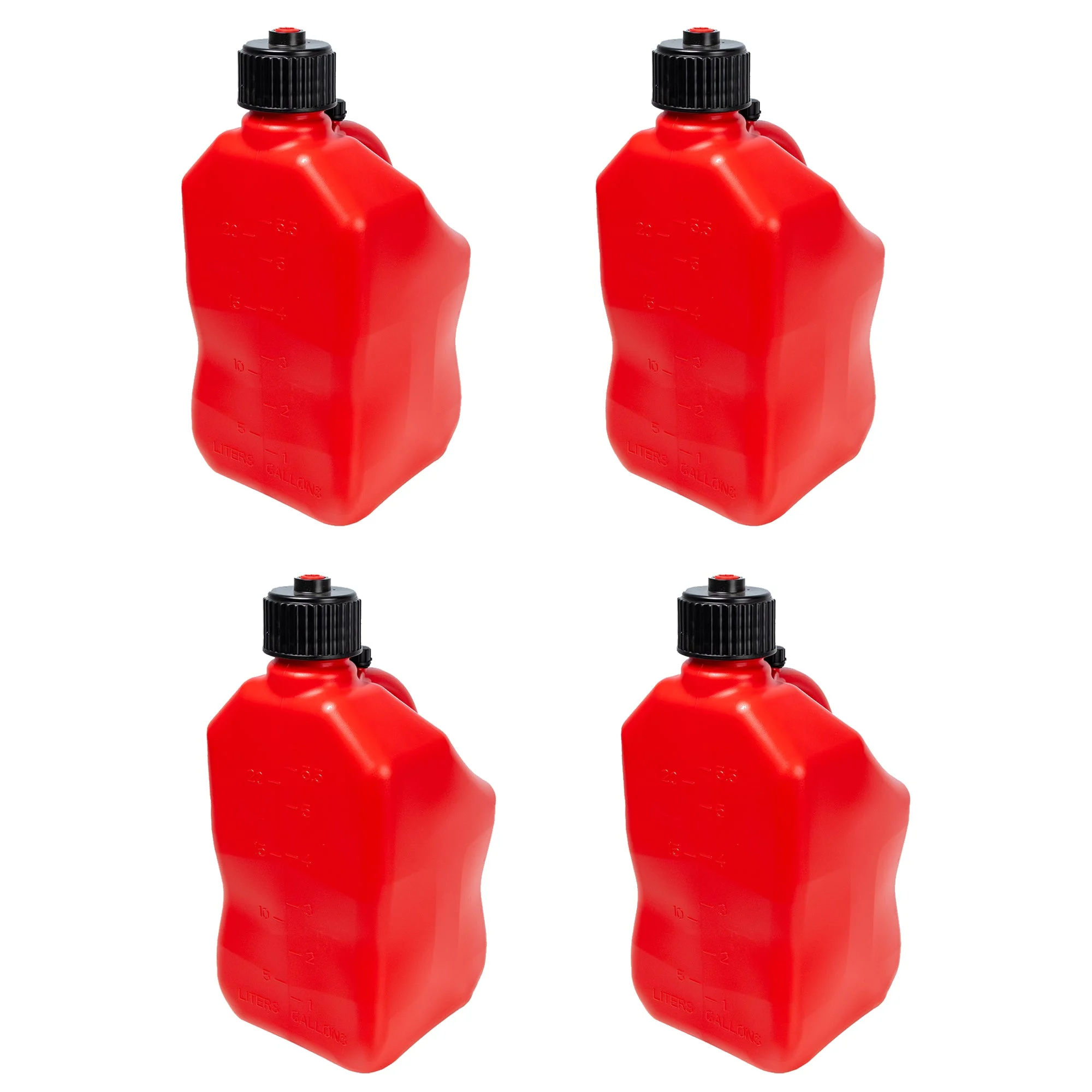 Bushman 4 Pack U-Jug Storage Jug, Portable Plastic Container, 5.5 Gal, Red