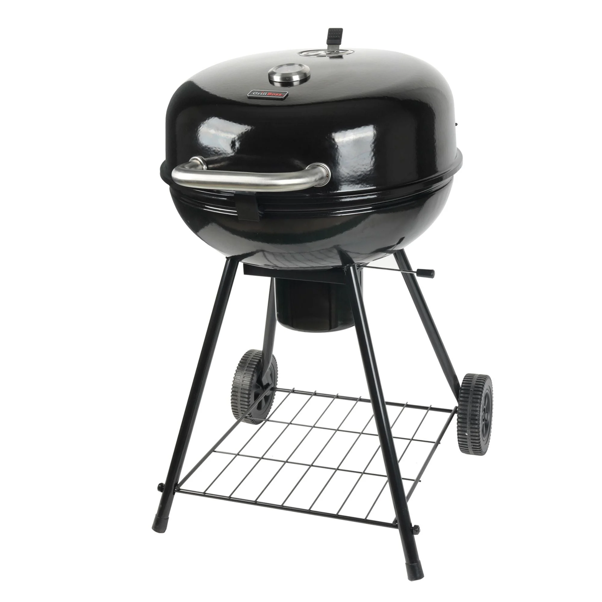 Grill Boss 22" Kettle Charcoal Grill, Porcelain Lid, Large Cooking Area, Black
