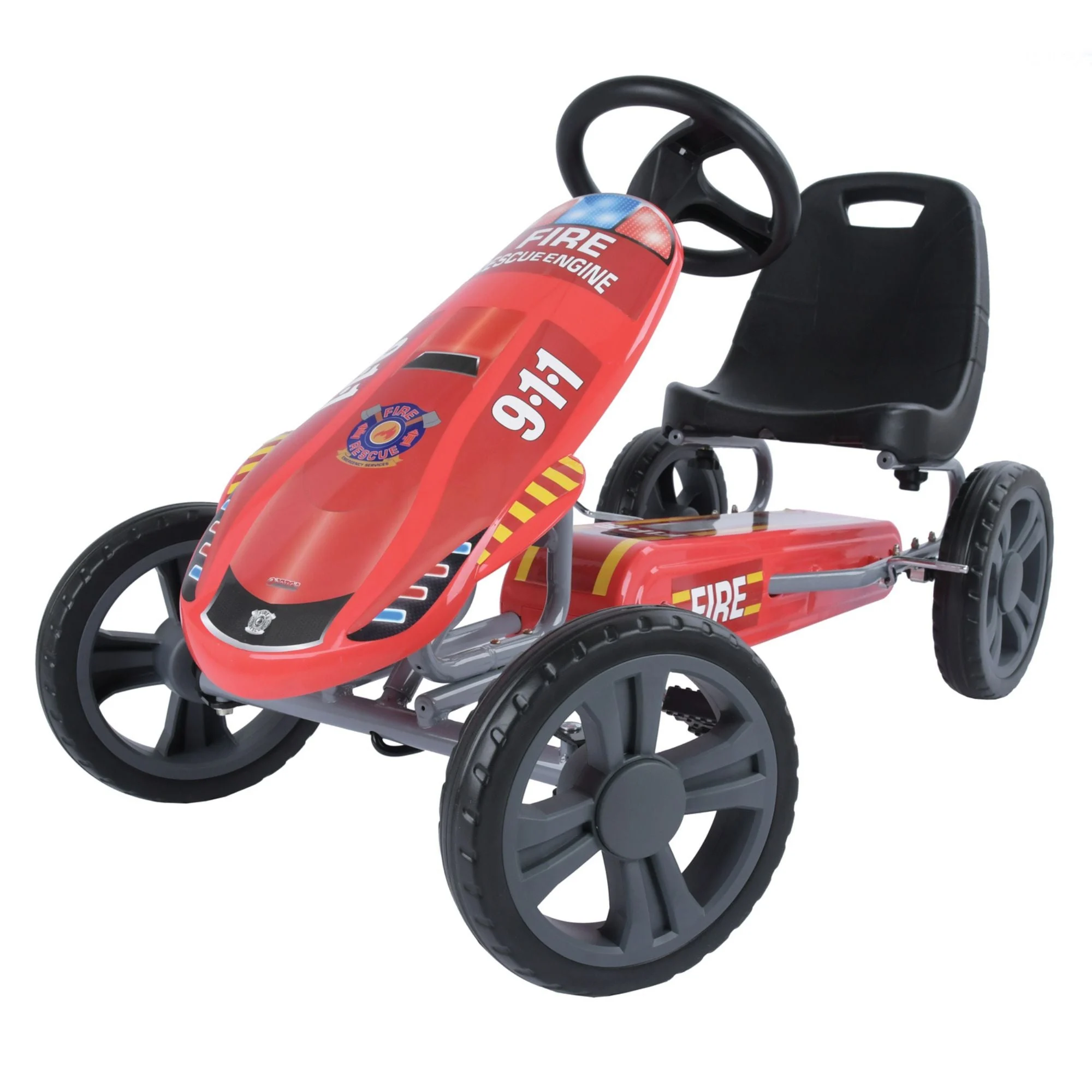 hauck Speedster Pedal Go Kart with Bucket Seat for Kids Ages 4 to 8, Fire Rescue