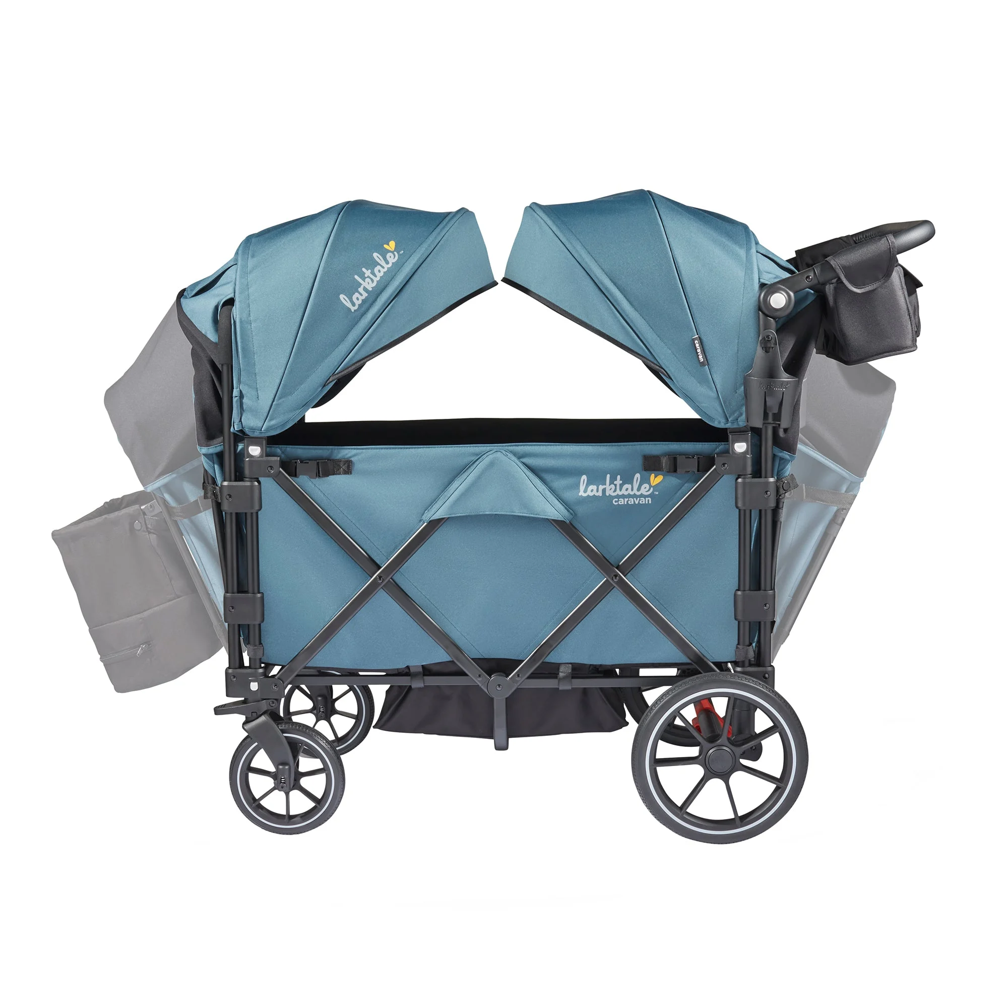 Larktale Caravan Quad Stroller, 4-Seater Wagon, 214 lb Capacity, Seaford Blue