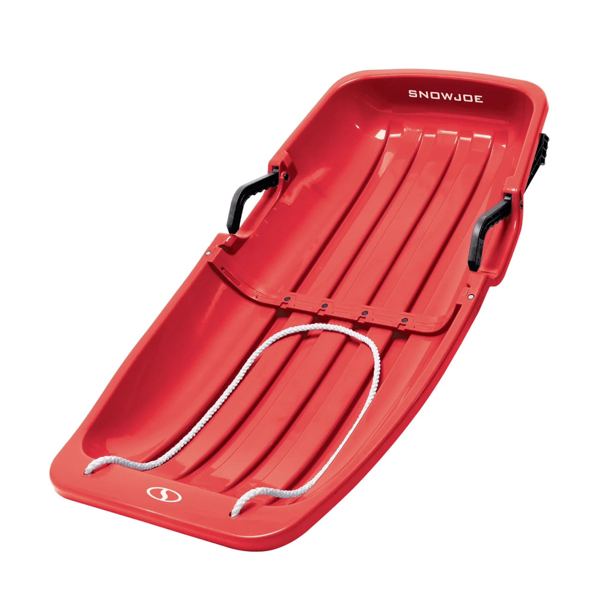 Snow Joe Plastic Snow Sled, 34” Sledding Toboggan Board w/ Handles, SJ-SLD34-RED