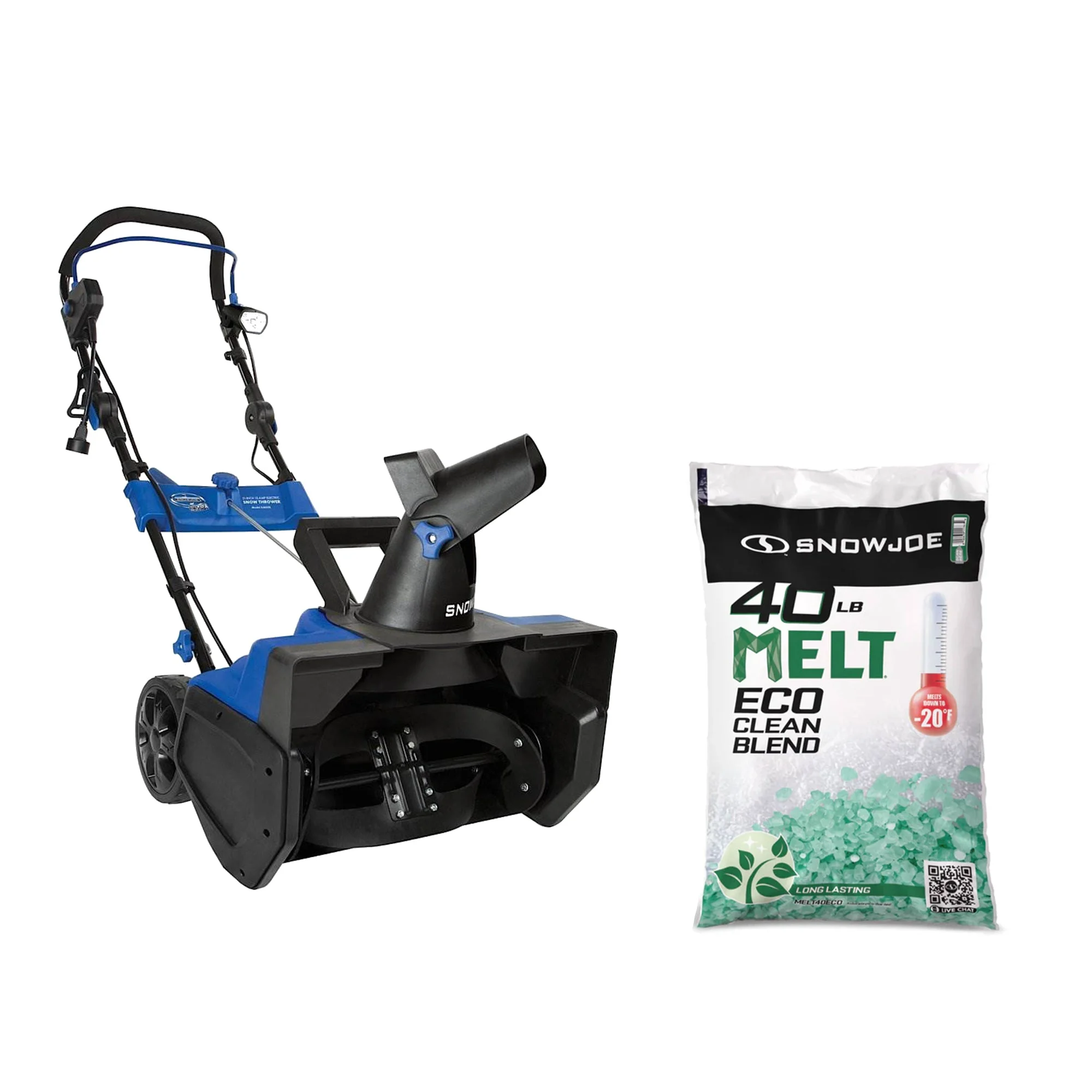 Snow Joe Electric Snow Thrower with Eco Clean Ice Melt, 40Lb Bag, Green Crystals