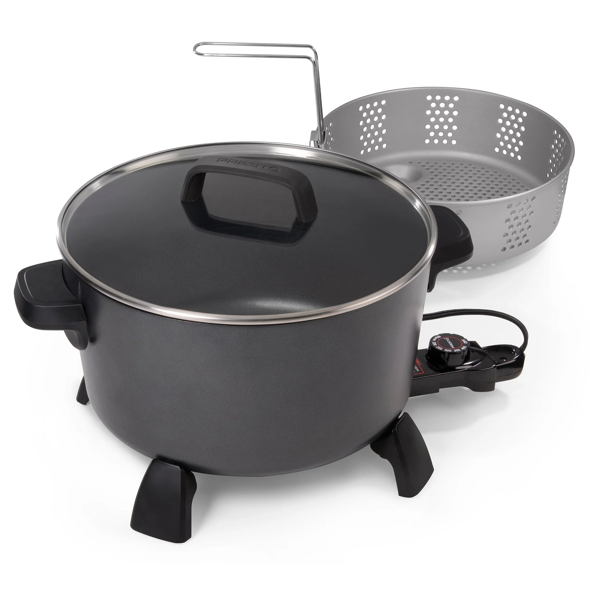 Presto 10-Quart Kitchen Kettle XL Multi-Cooker, Steamer & Deep Fryer, Black