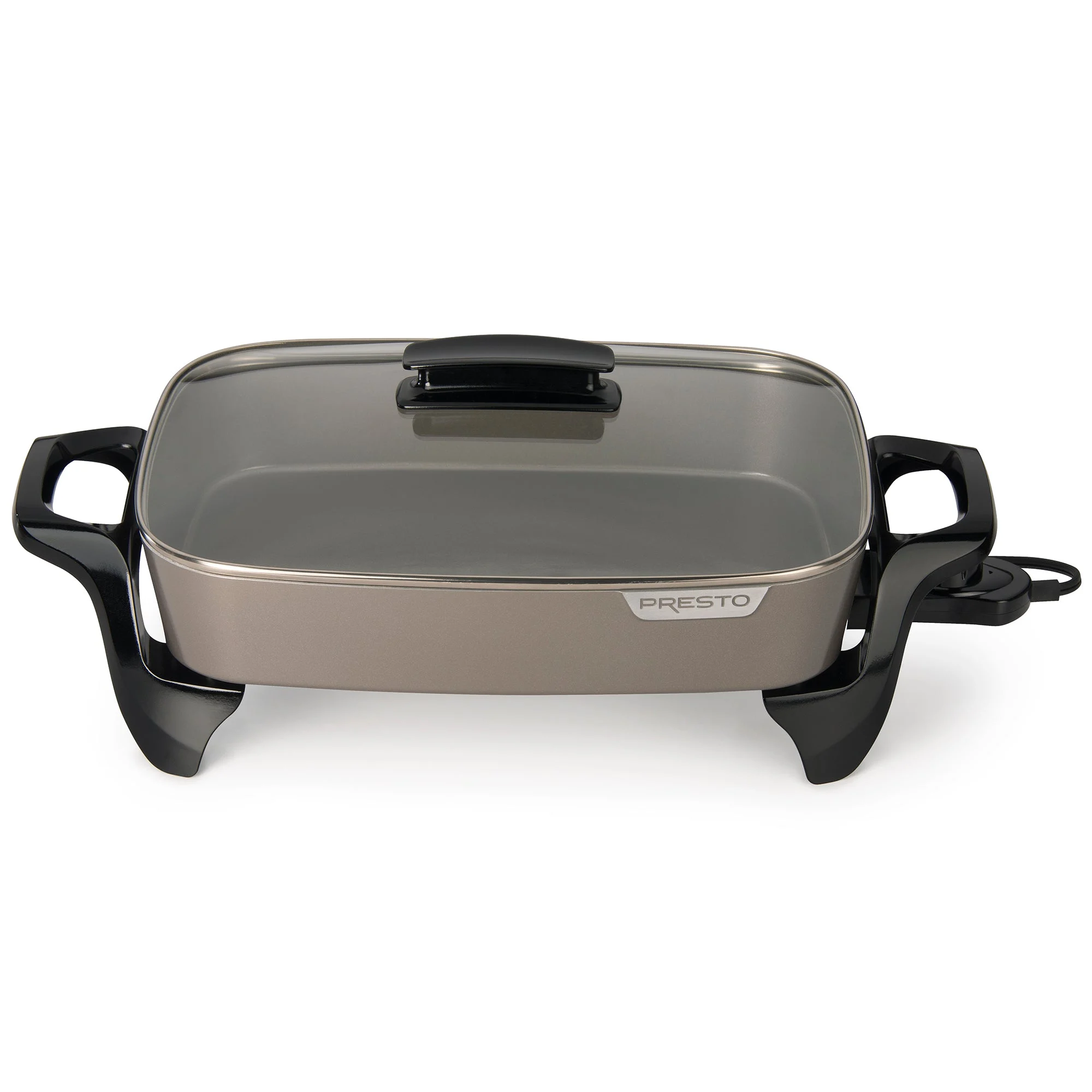 Presto Electric Skillet with Glass Lid, Nonstick Multi-Cooker, 16 Inch, Gray