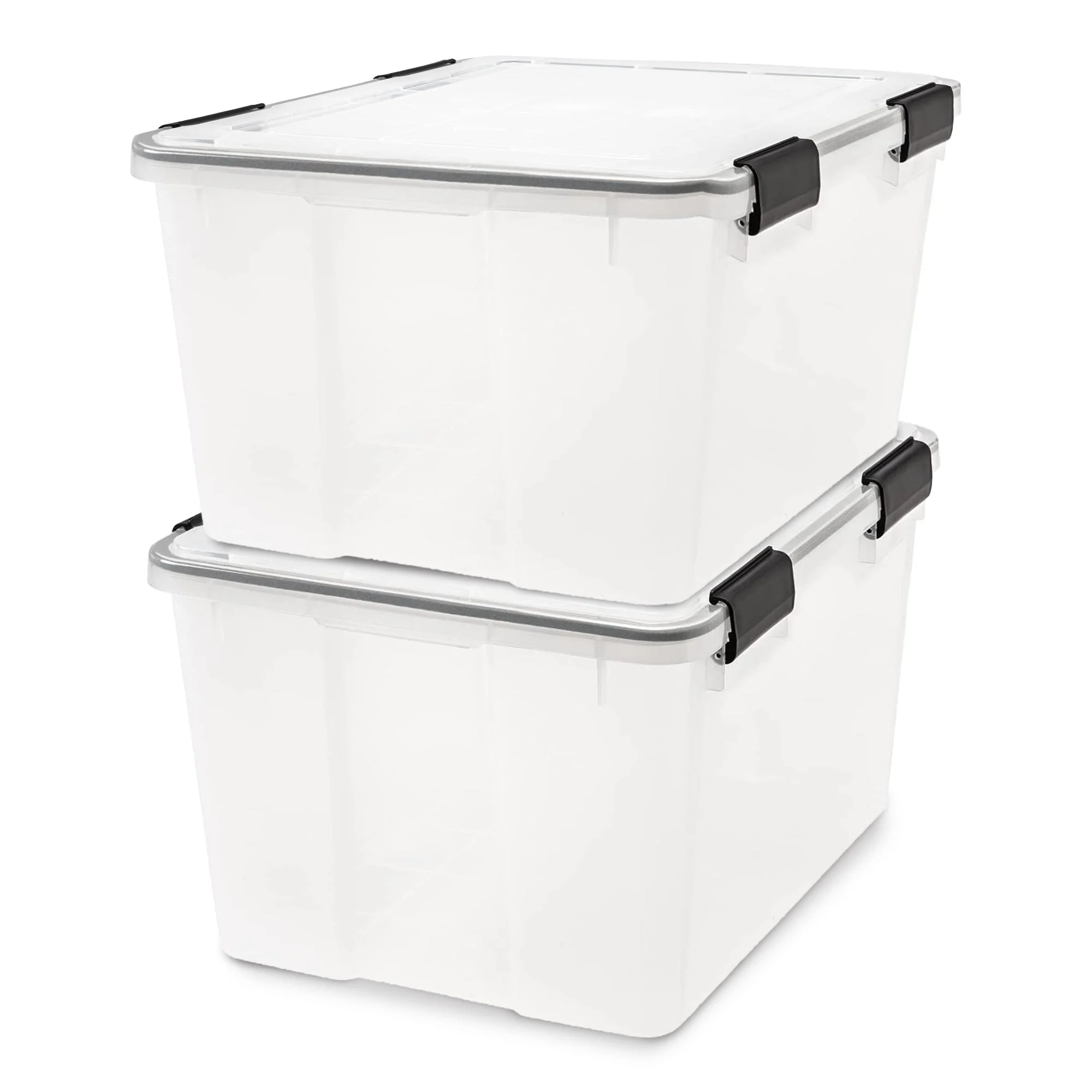 IRIS USA 47 Qt Storage Bins Plastic Gasket Box with Tight Latching Lids, 2 Pack