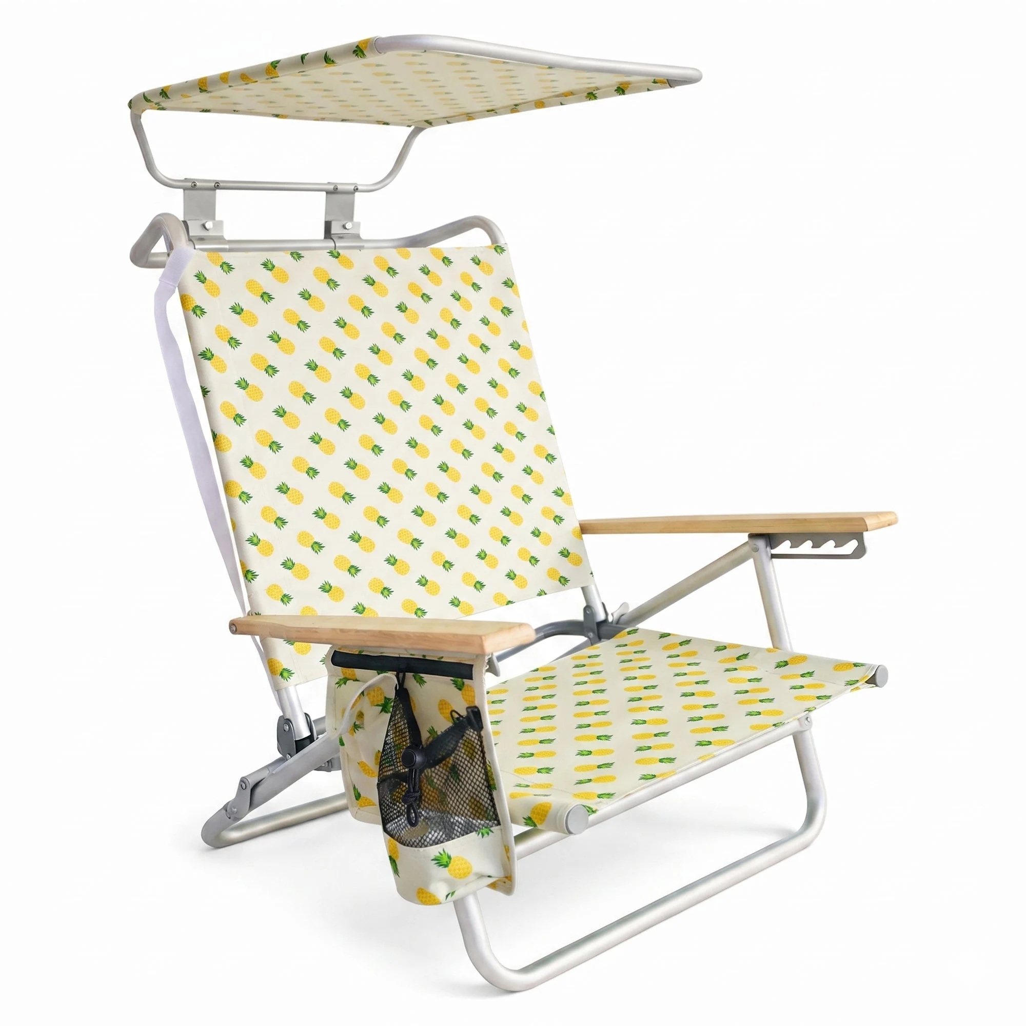 Bliss Hammocks Folding Beach Chair, Backpack Recliner with Canopy, Pineapple