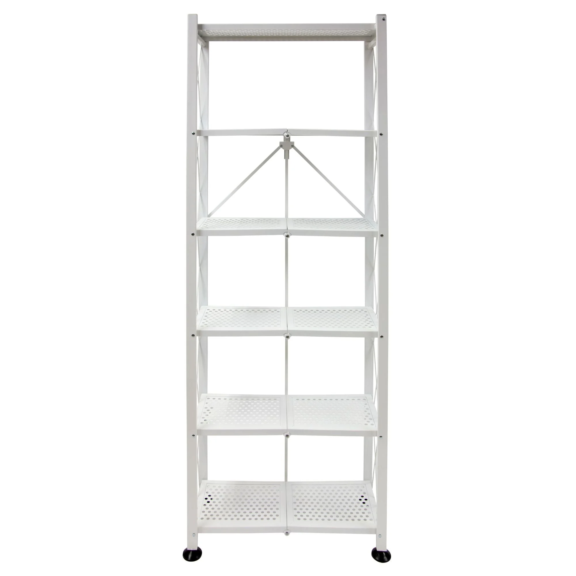 Origami RB Foldable 6 Tier Rack, Wheels, Tall/Slim, White, Certified Refurbished