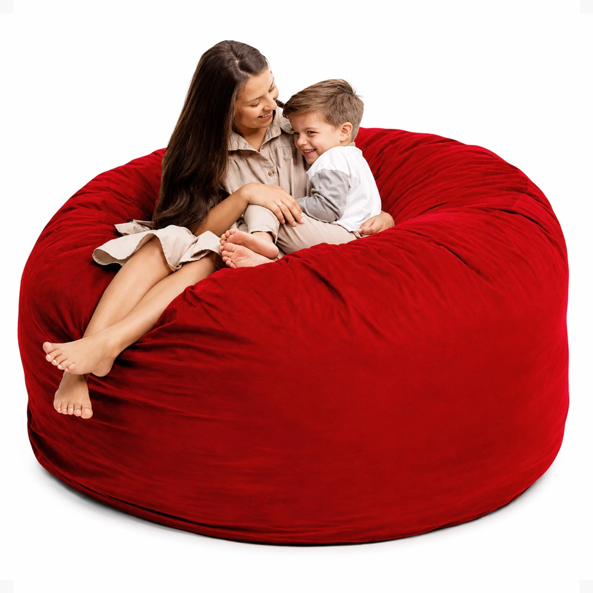 Ultimate Sack 6ft Bean Bag Chair, Oversized Indoor Comfy Lounger, Red Suede