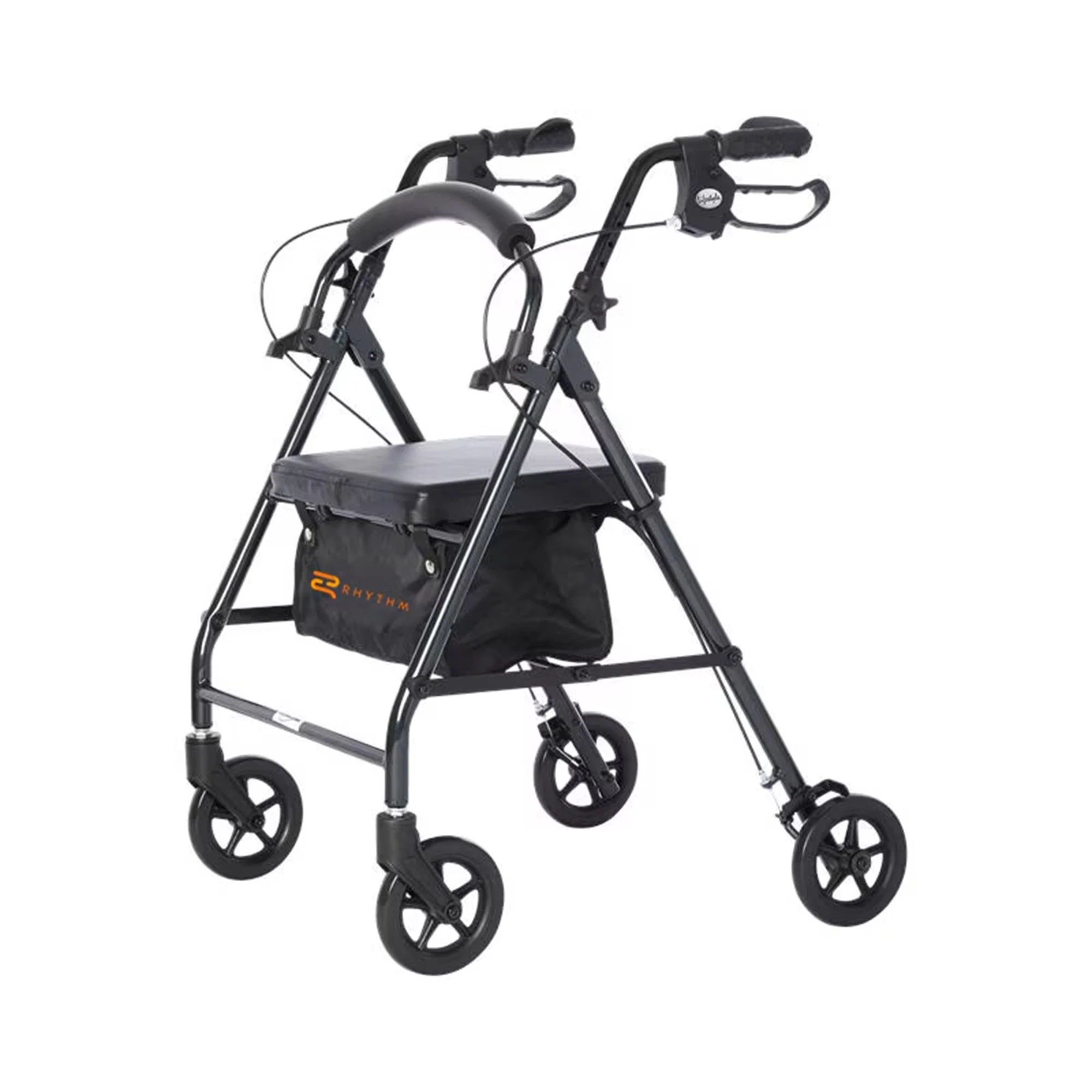 Rhythm Healthcare Royal Aluminum Rollator Lightweight 4 Wheel Walker Seat, Grey