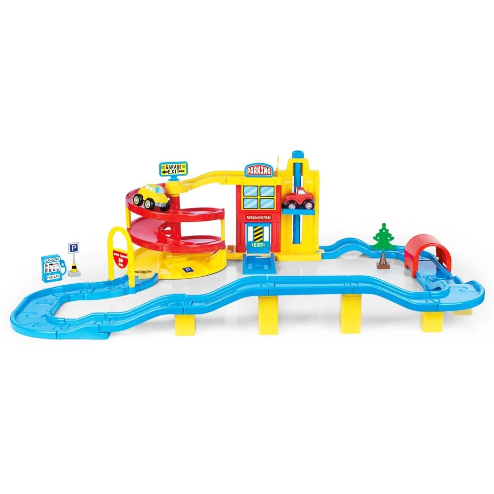 DOLU Large Parking Lot Garage Playset for Kids, Car Toy with Ramp and Elevator