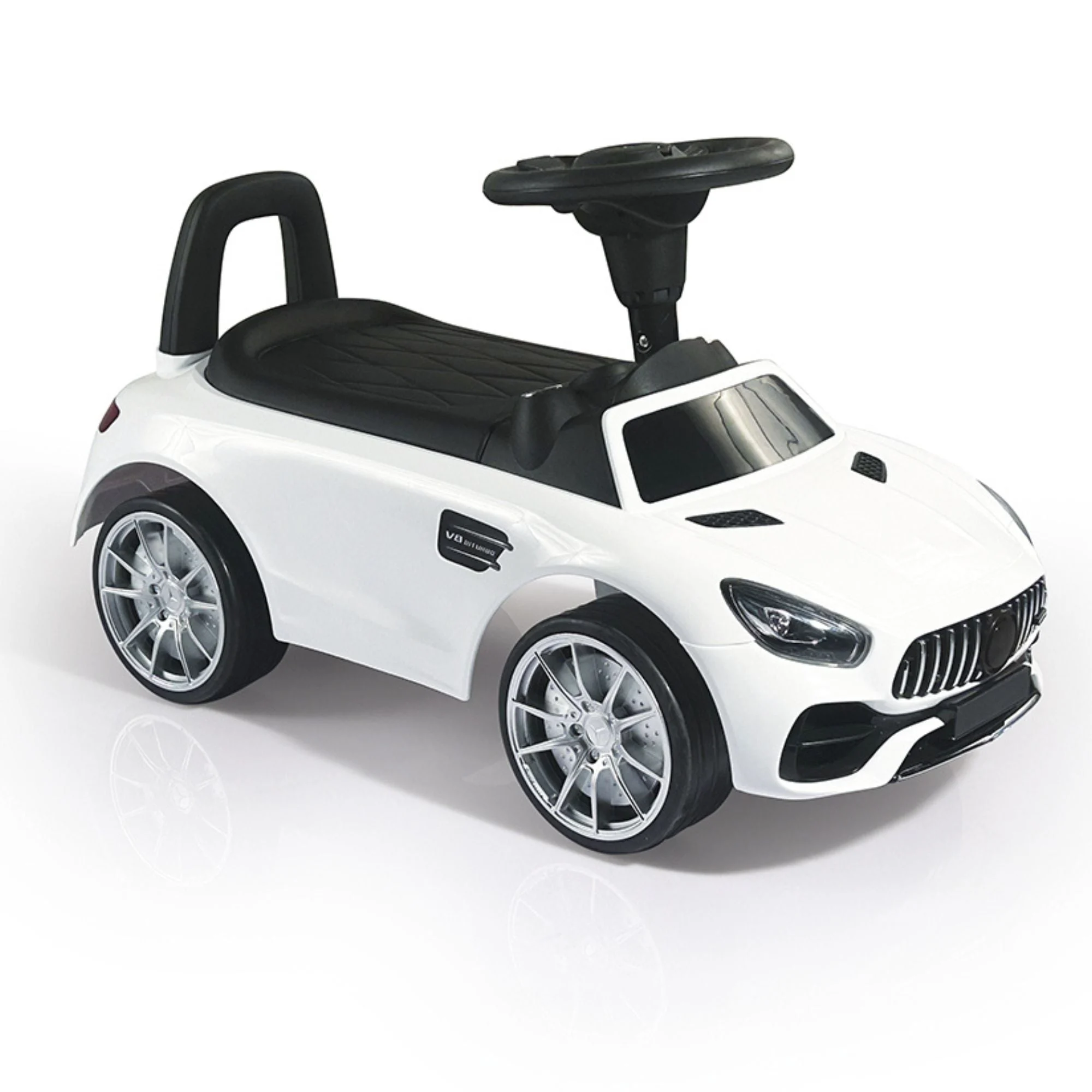 DOLU Ride-On Car for Toddlers, Foot-Powered Push Toy w/Horn for 12mo & Up, White