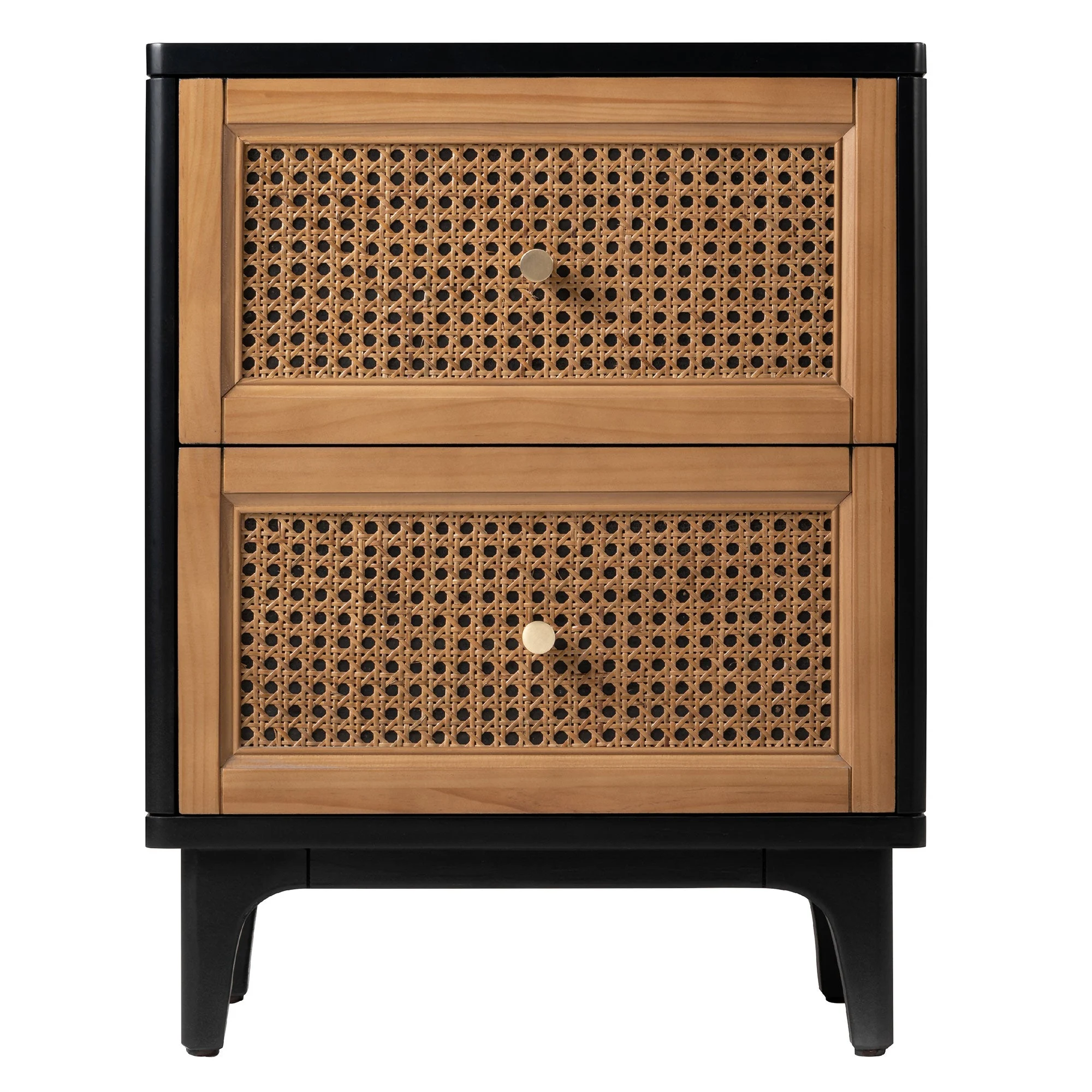 COZAYH Modern Farmhouse 2 Drawer Bedroom Nightstand, Bedside End Table, Black